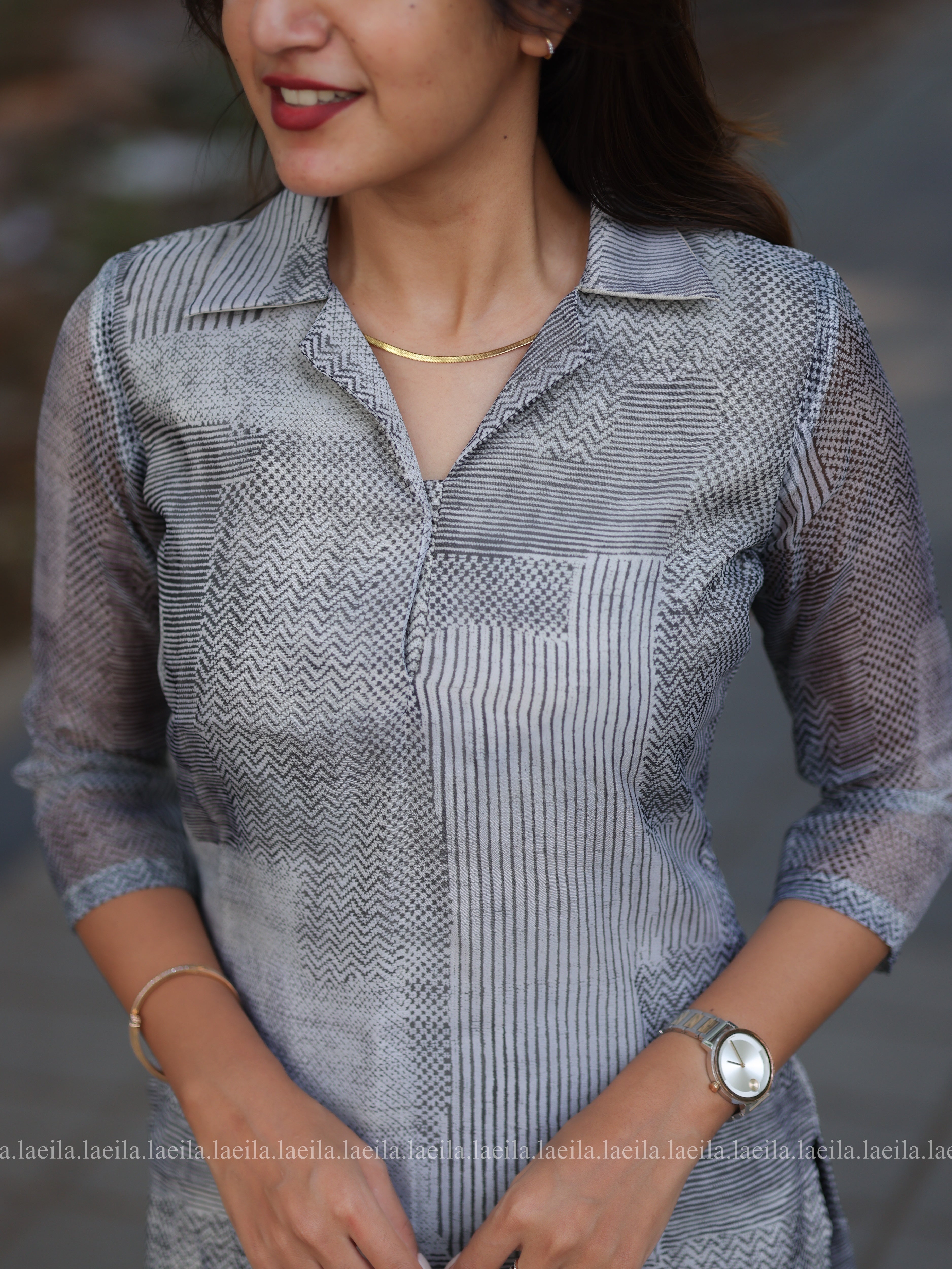 Grey Organza Top
