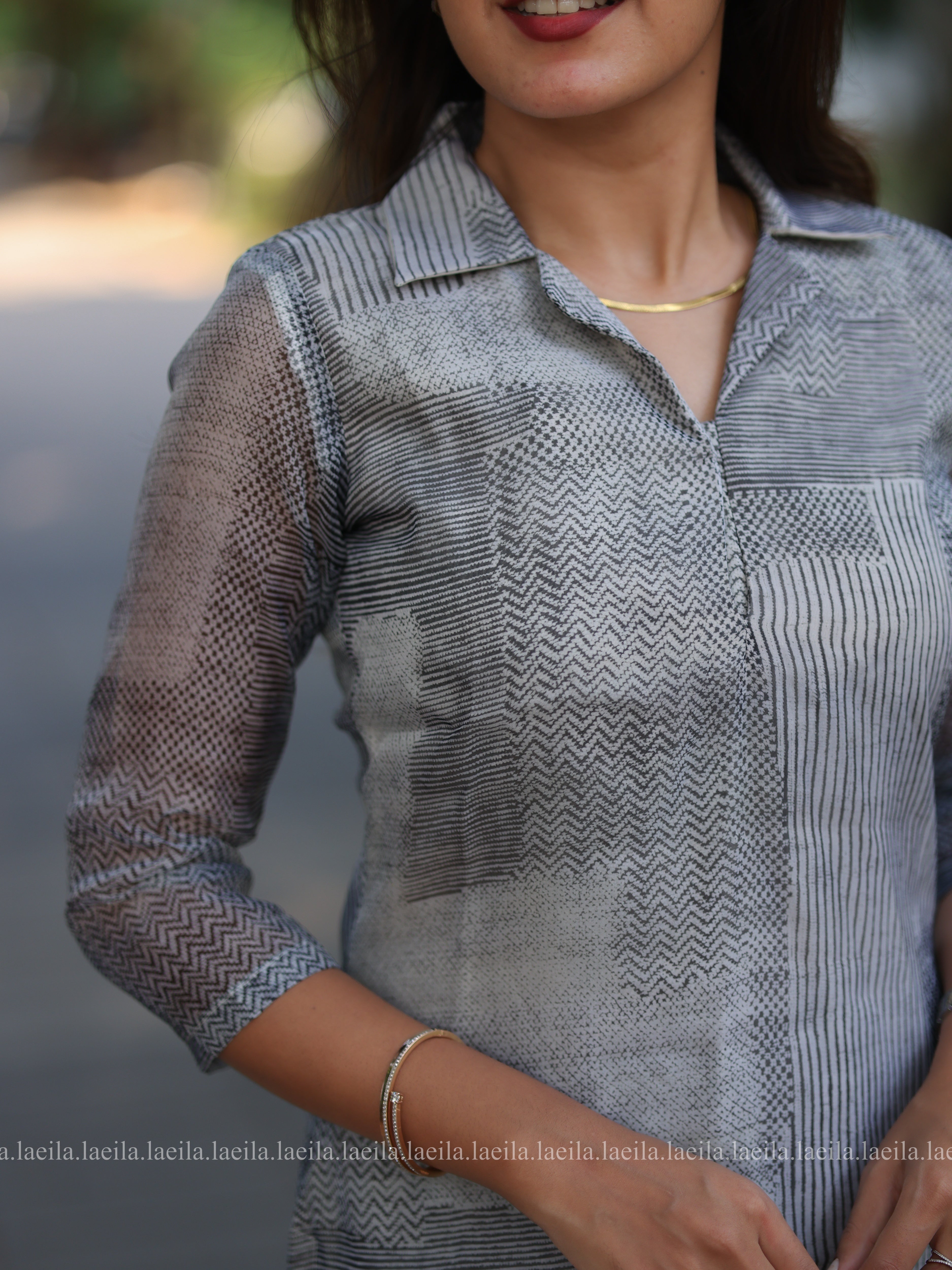 Grey Organza Top