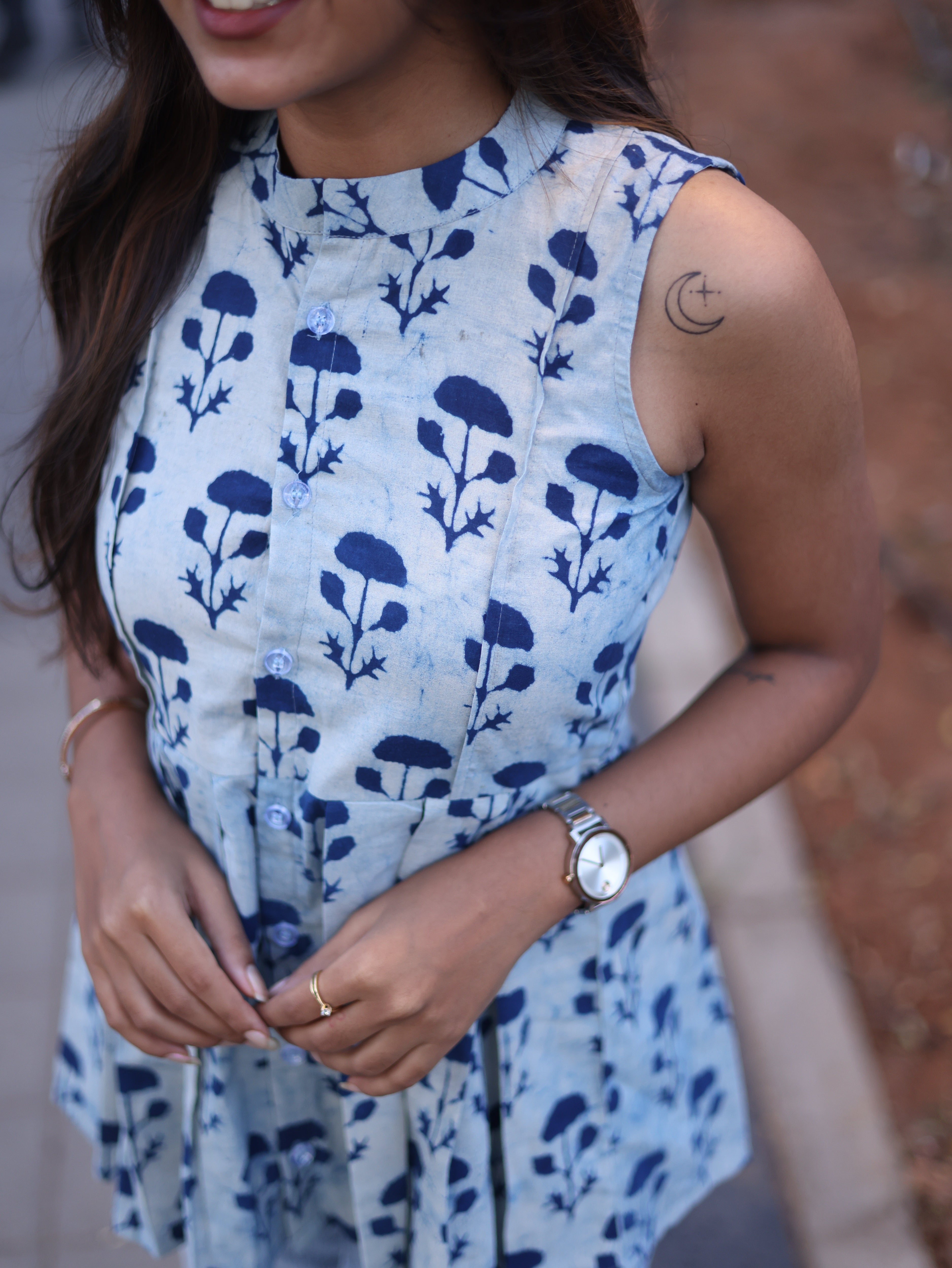 Blue indico peplum top