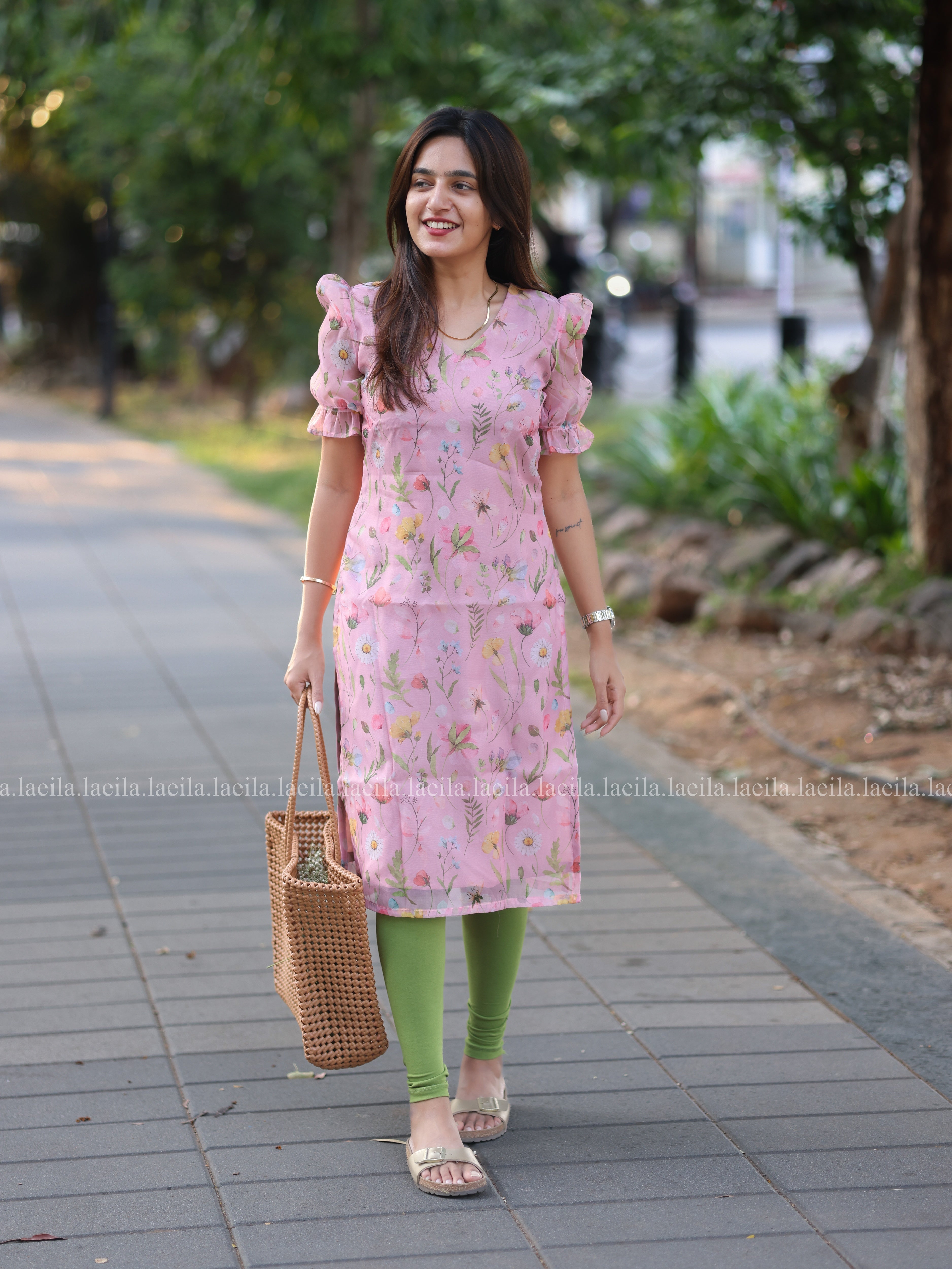 Pink Floral Organza Top