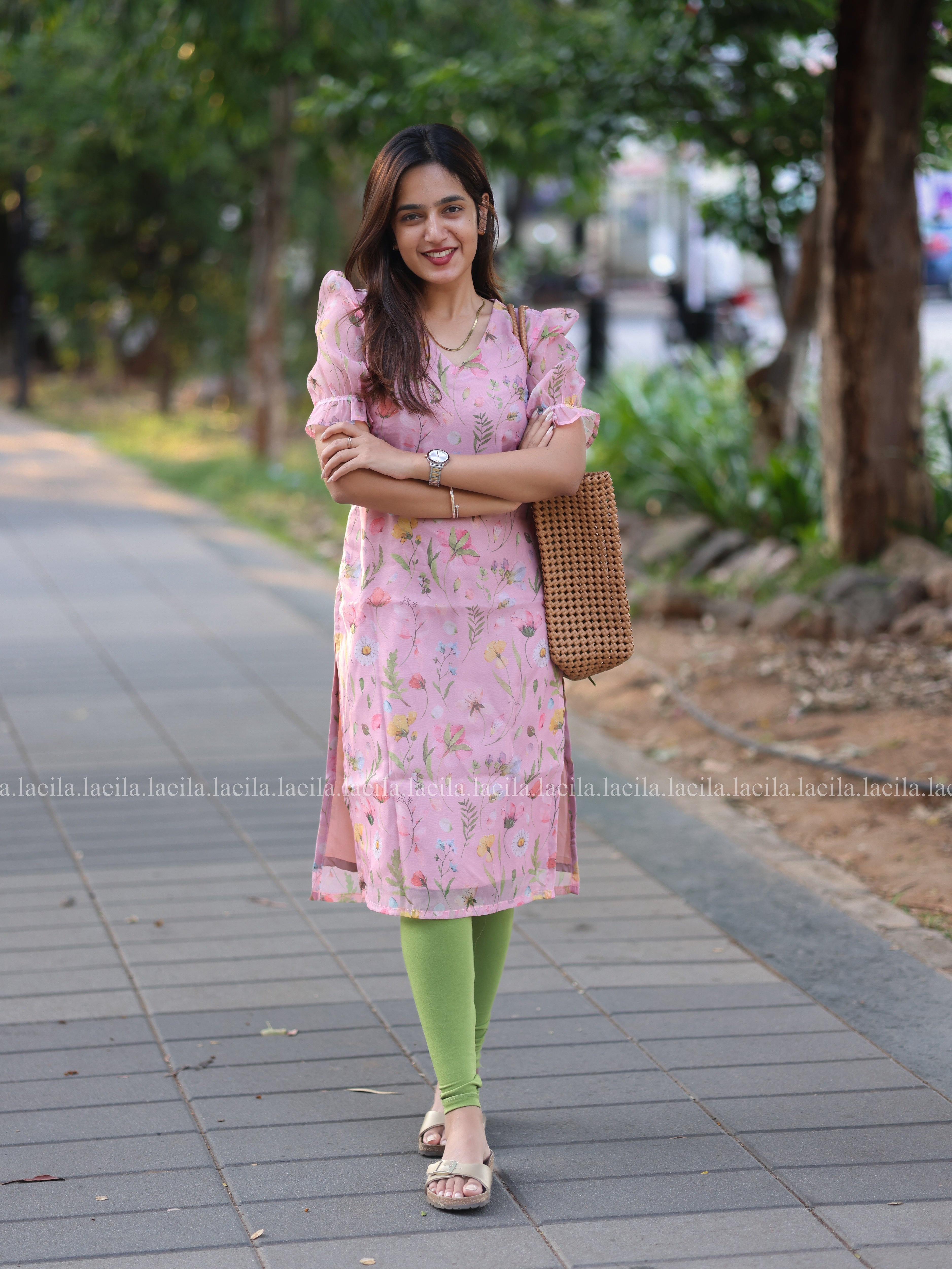 Pink Floral Organza Top