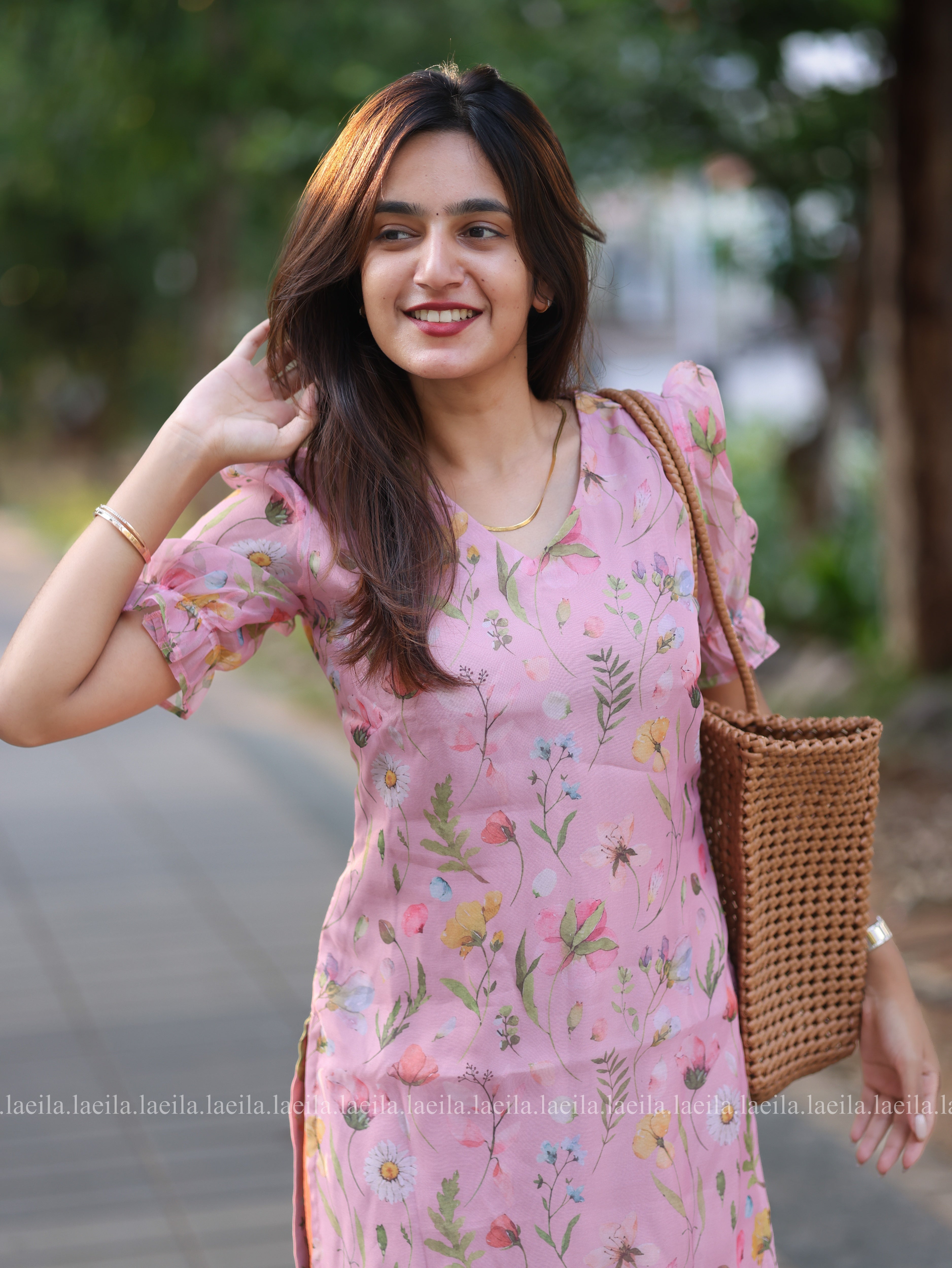 Pink Floral Organza Top