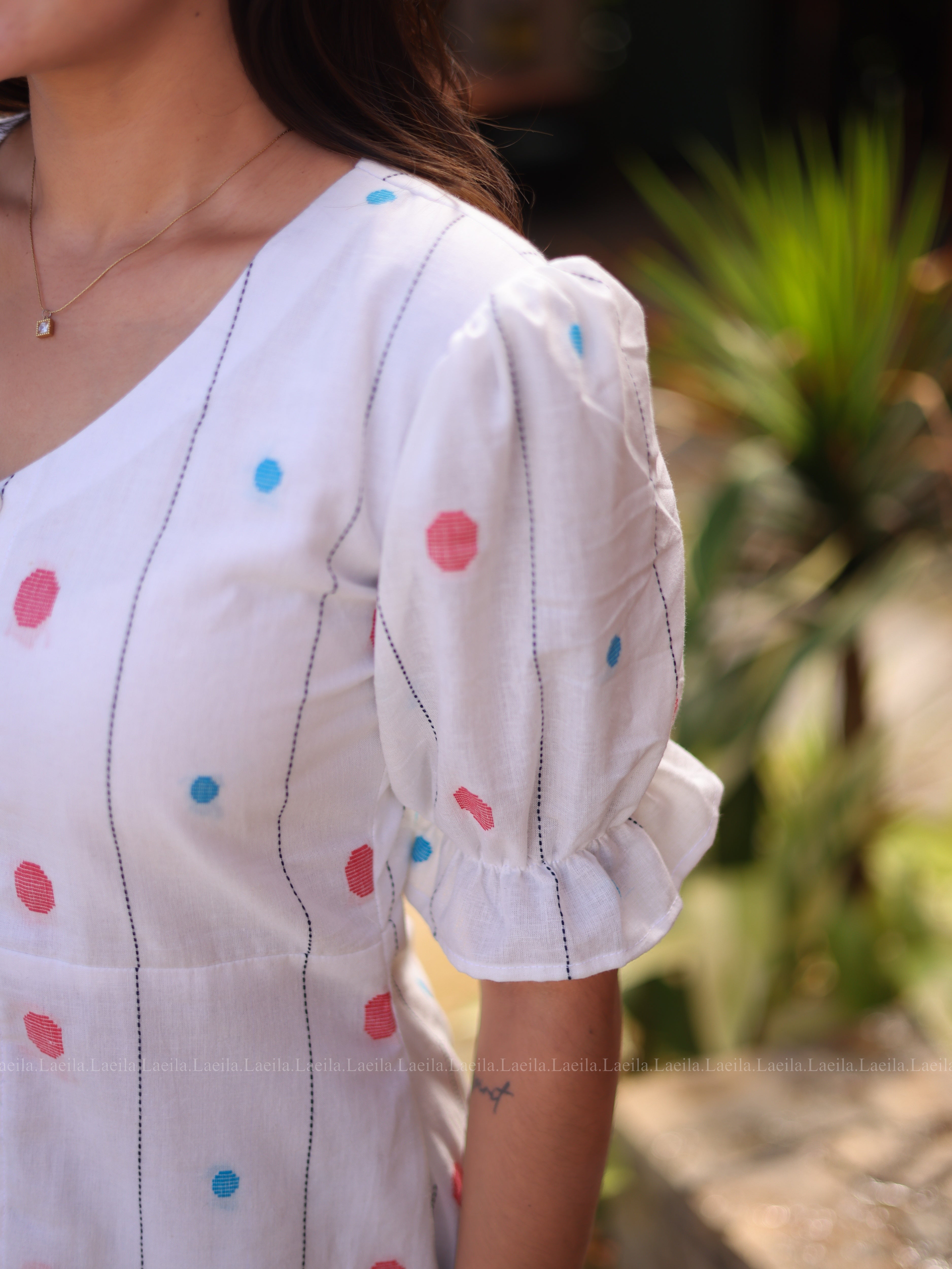 White button down kurta & bottom set