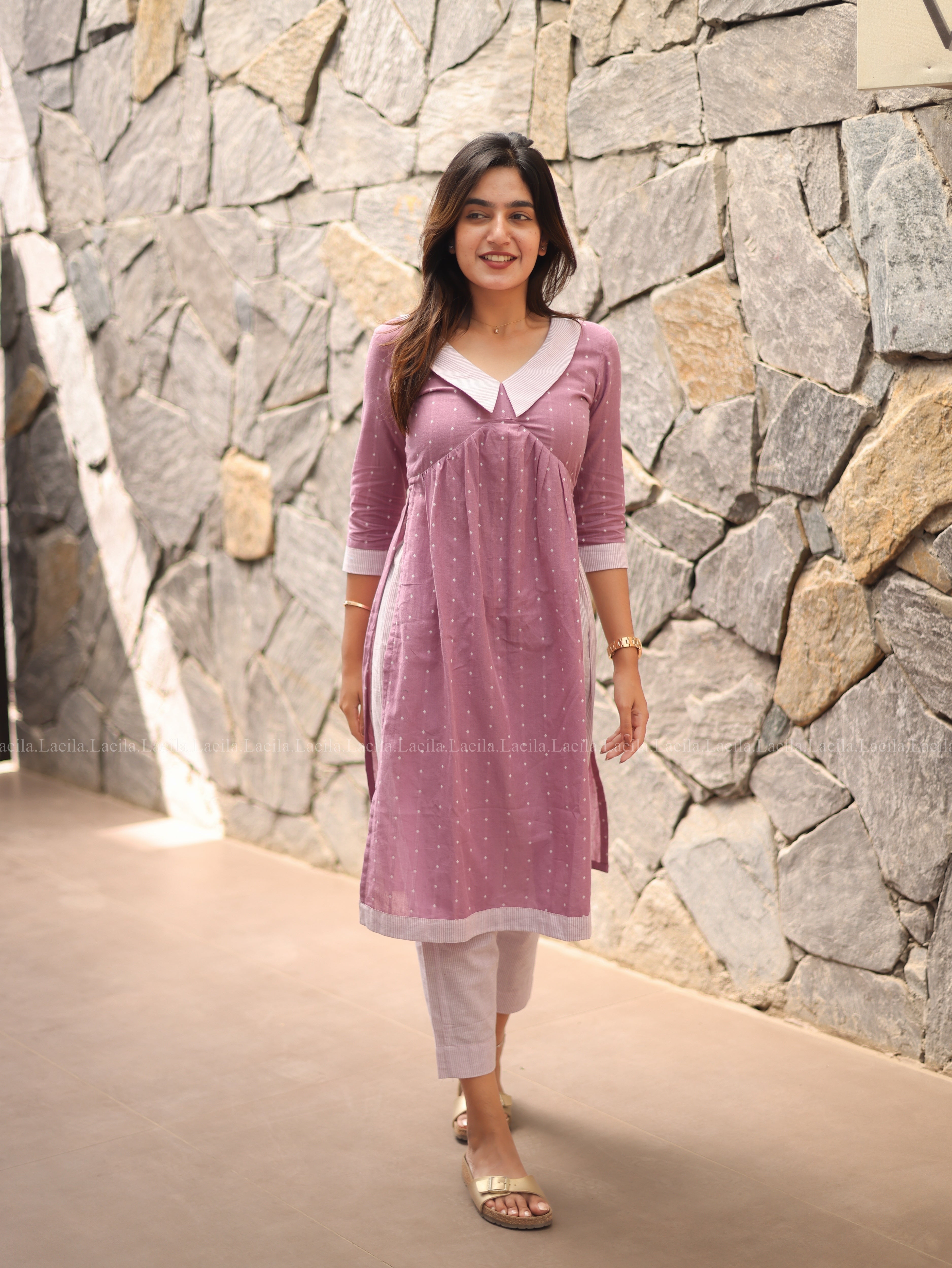 Powder pink Dotted Coord Set