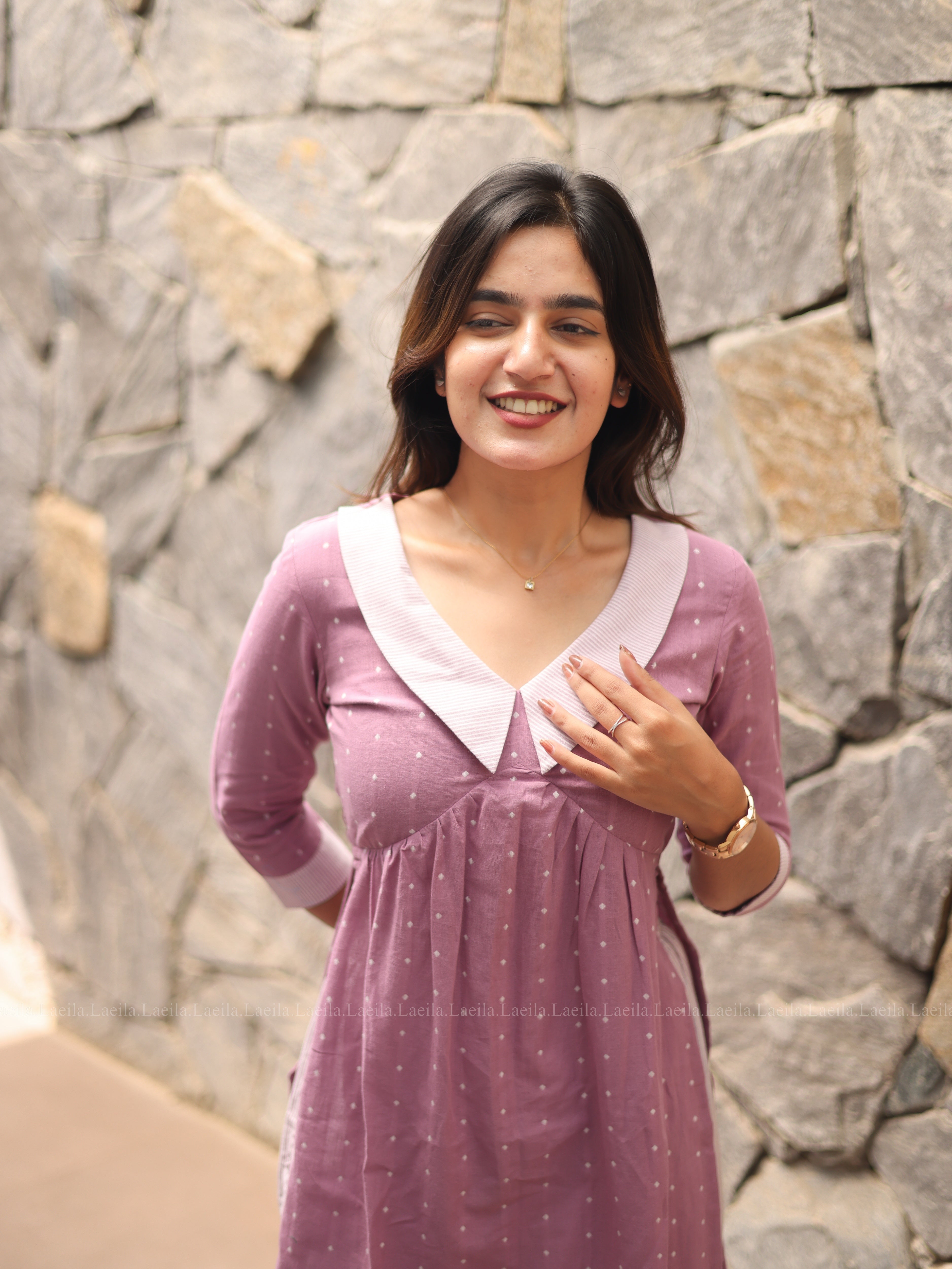 Powder pink Dotted Coord Set