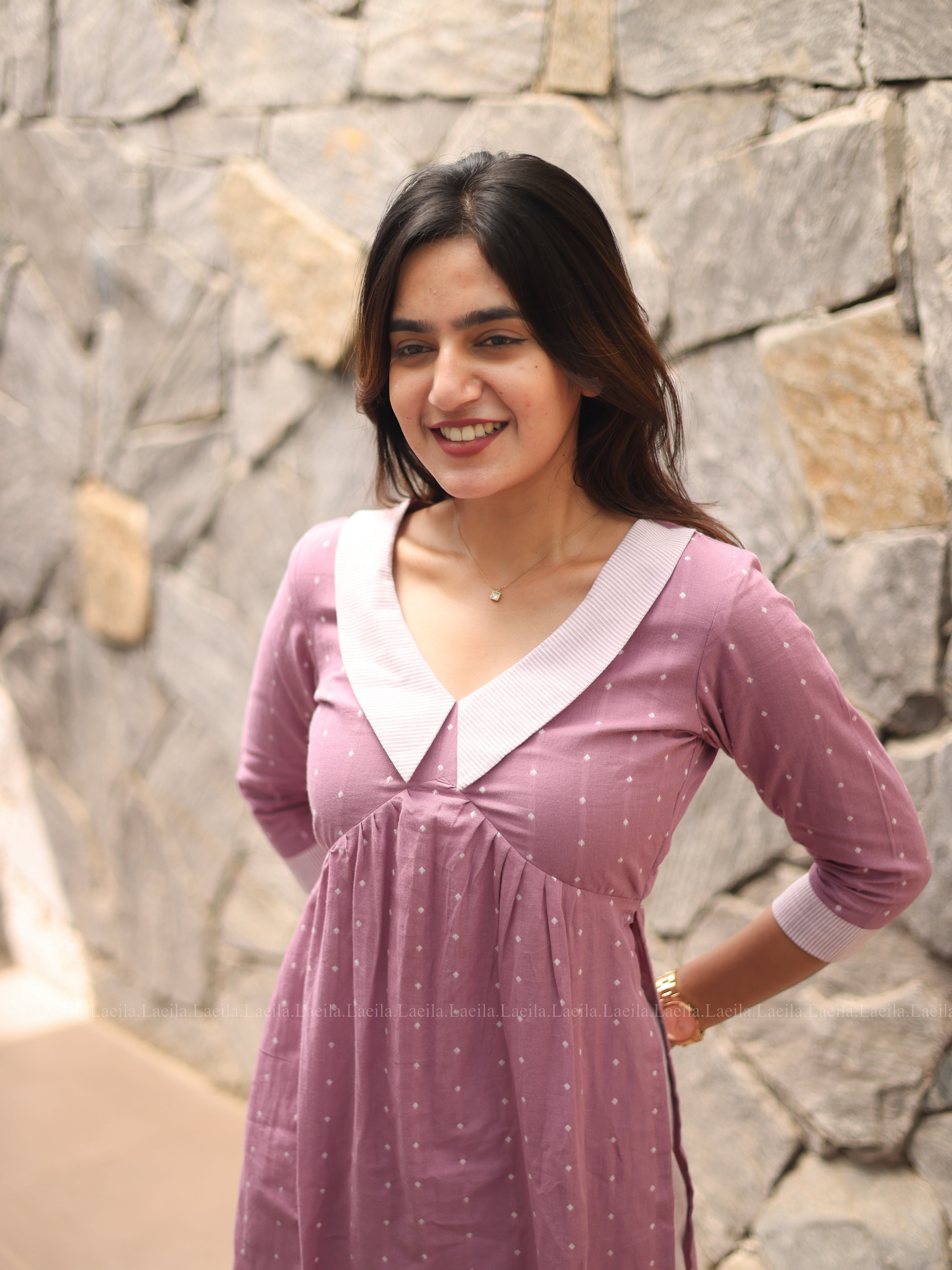 Powder pink Dotted Coord Set