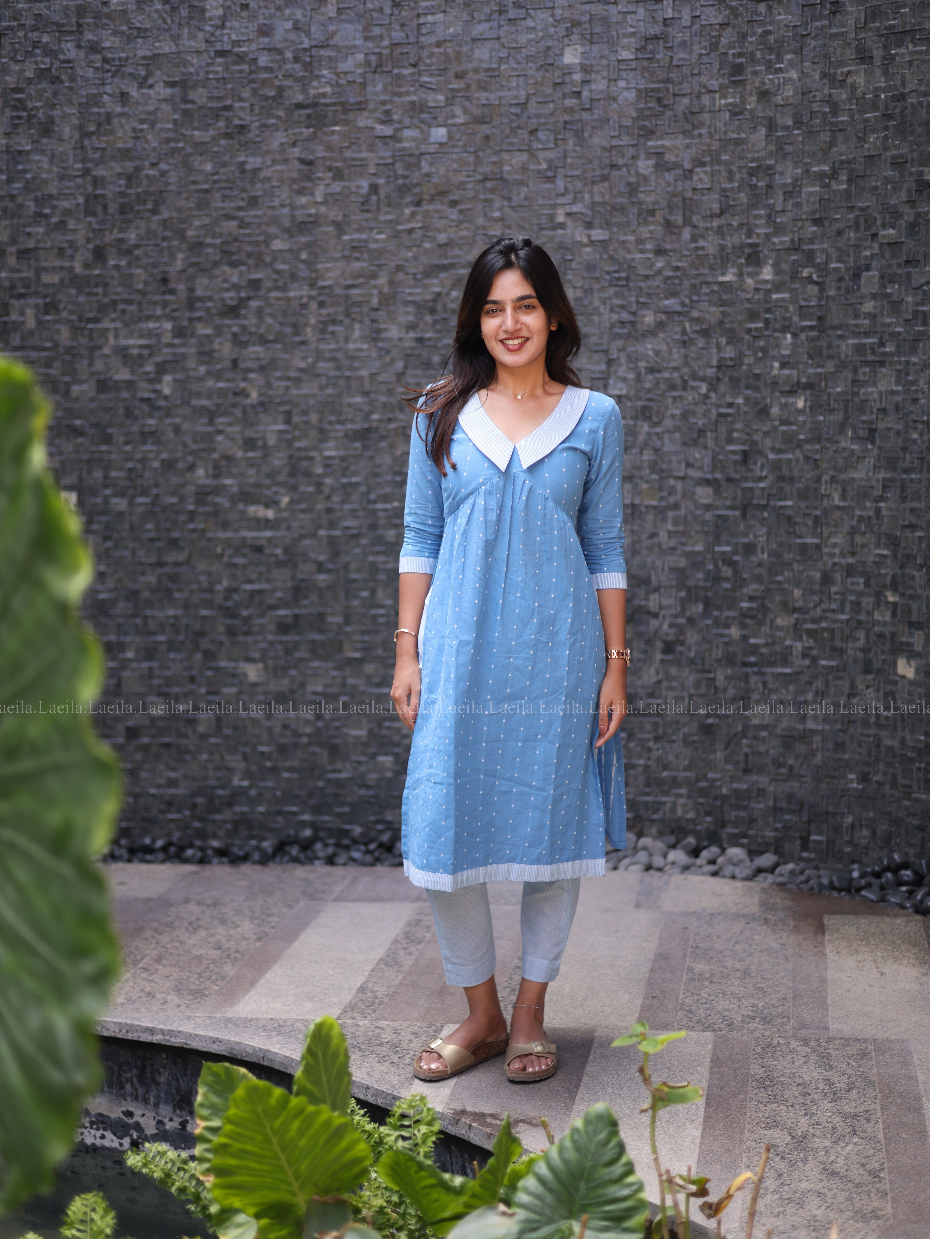 Powder Blue Dotted Coord Set