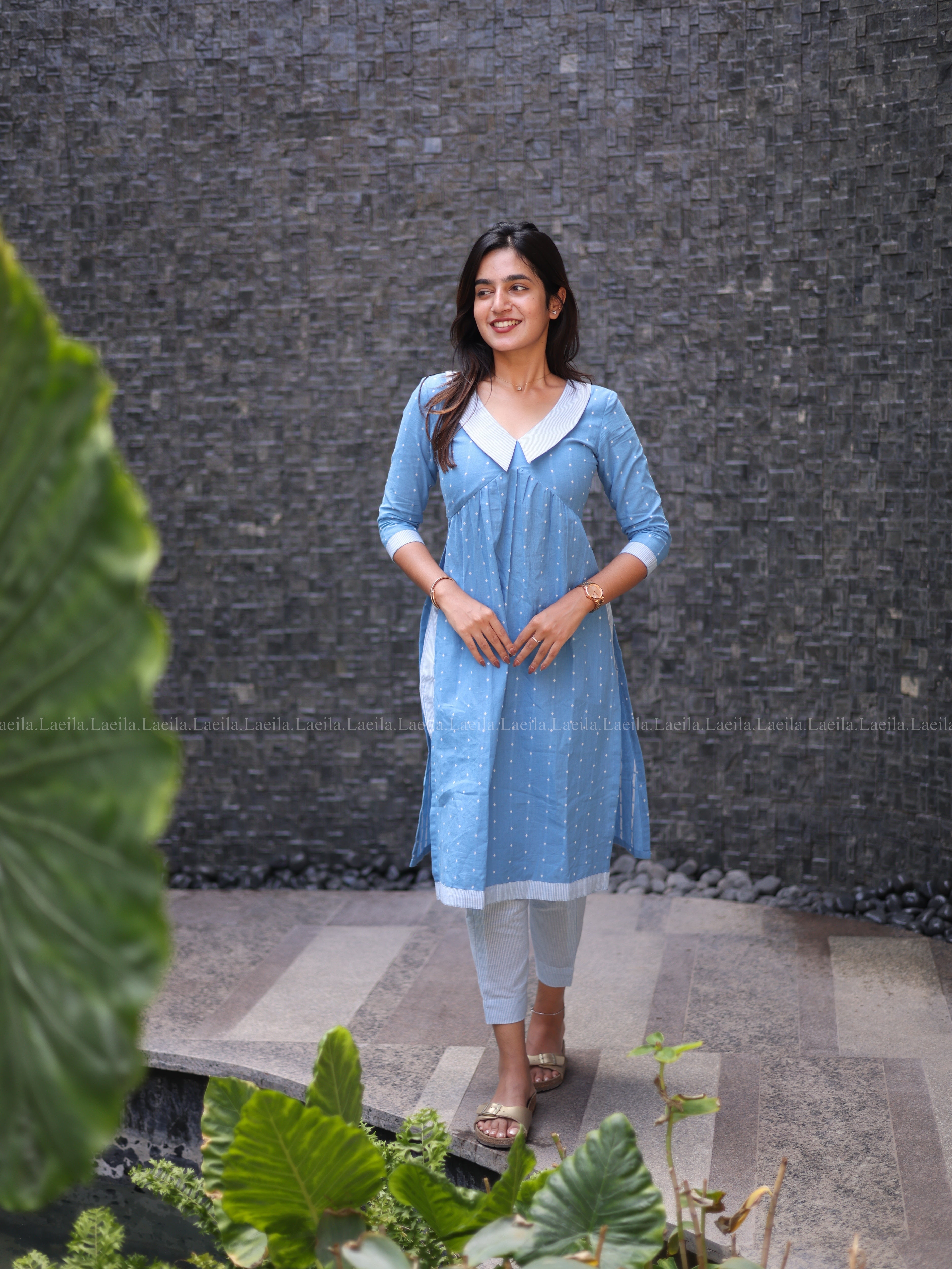 Powder Blue Dotted Coord Set