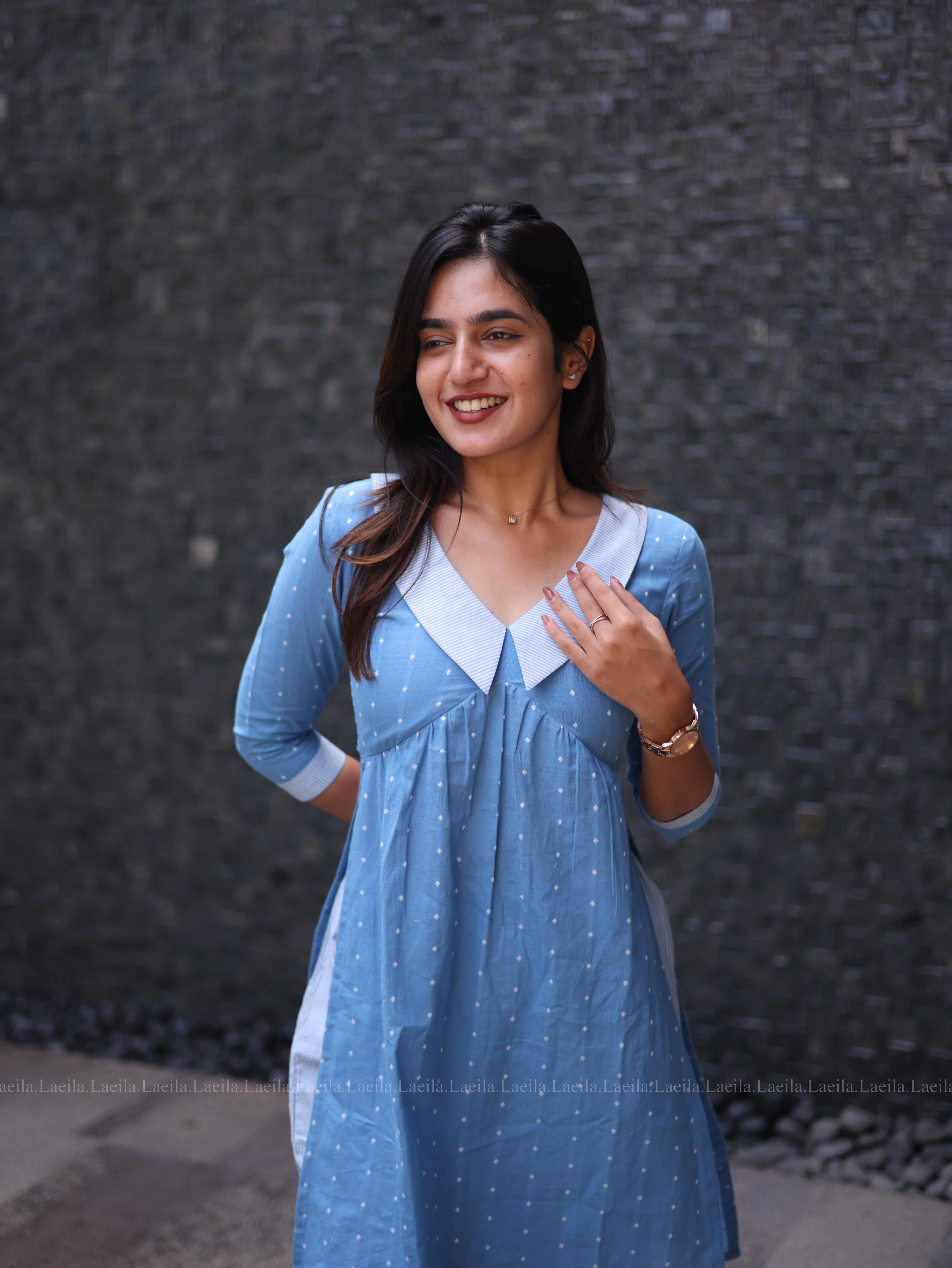 Powder Blue Dotted Coord Set