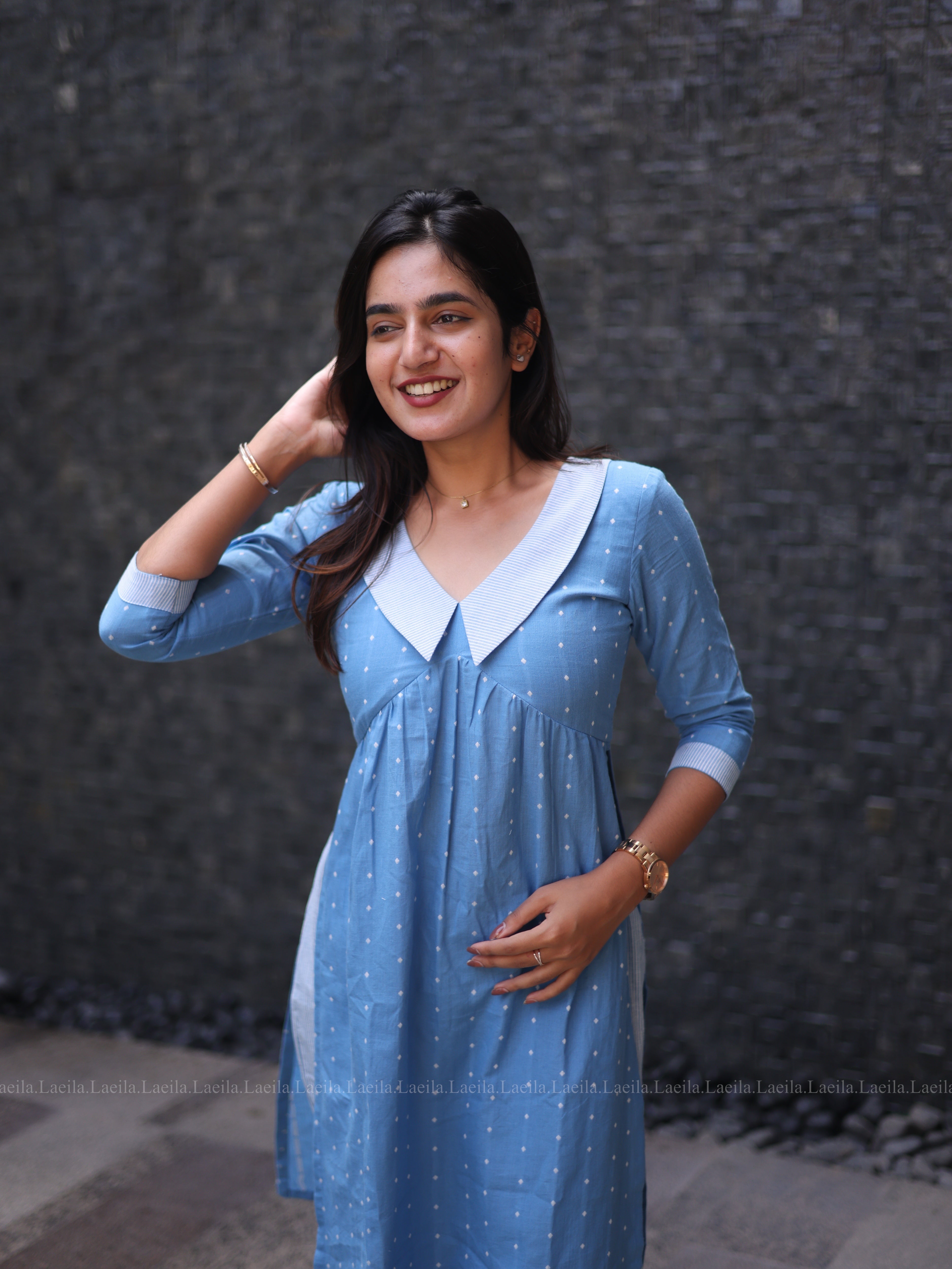 Powder Blue Dotted Coord Set