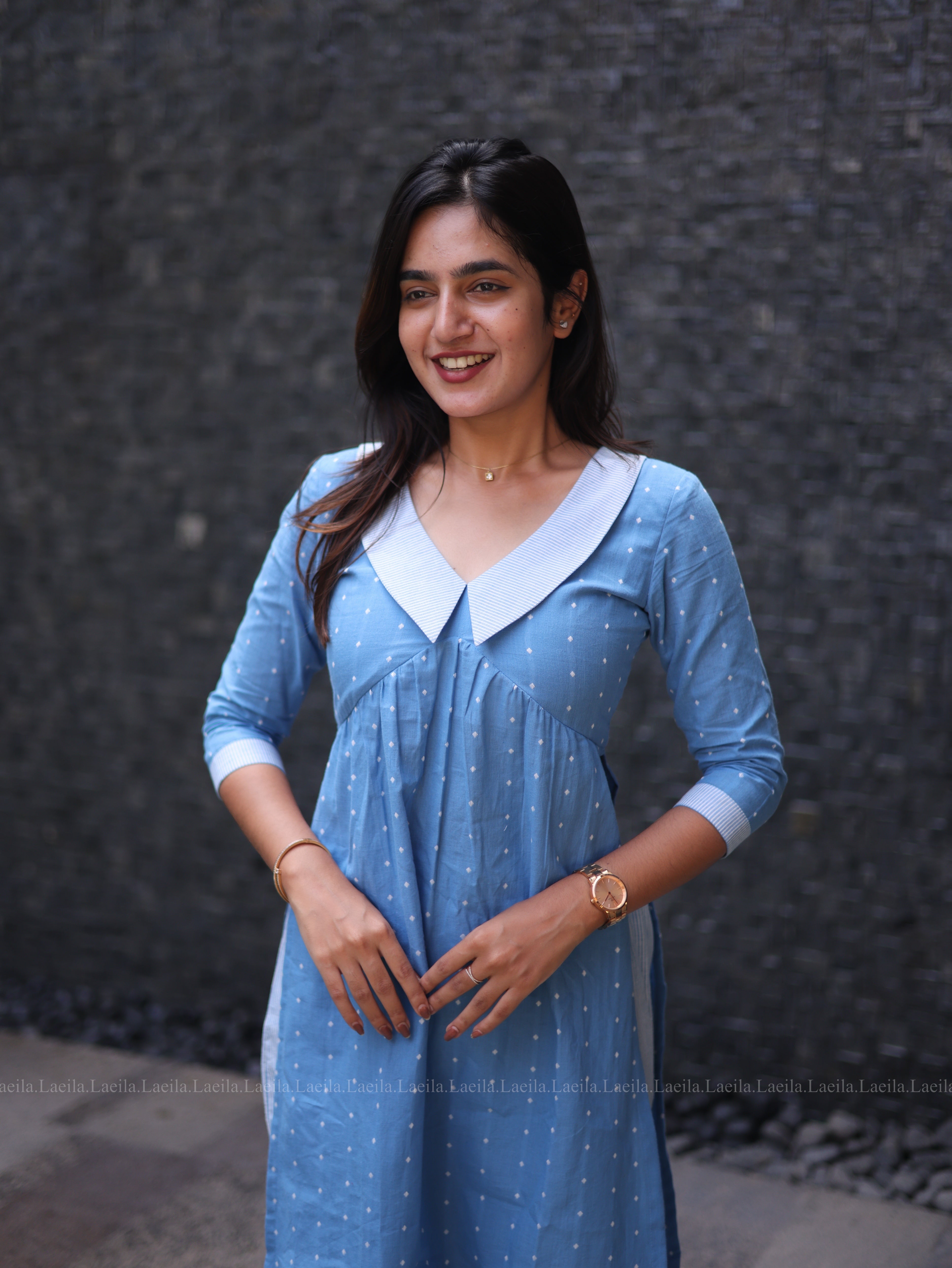 Powder Blue Dotted Coord Set