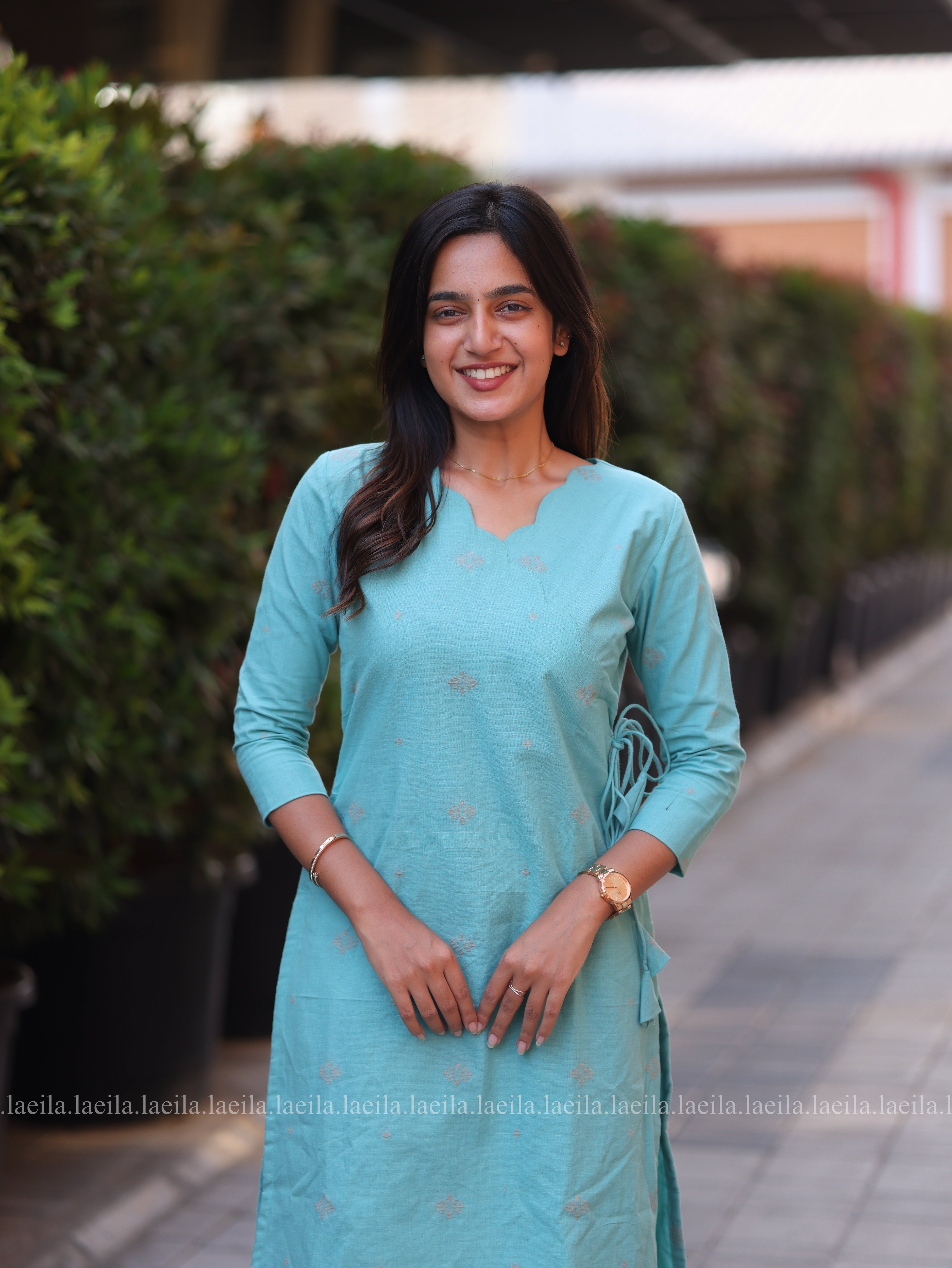 Sky blue scallop Meera Cotton co-ord set