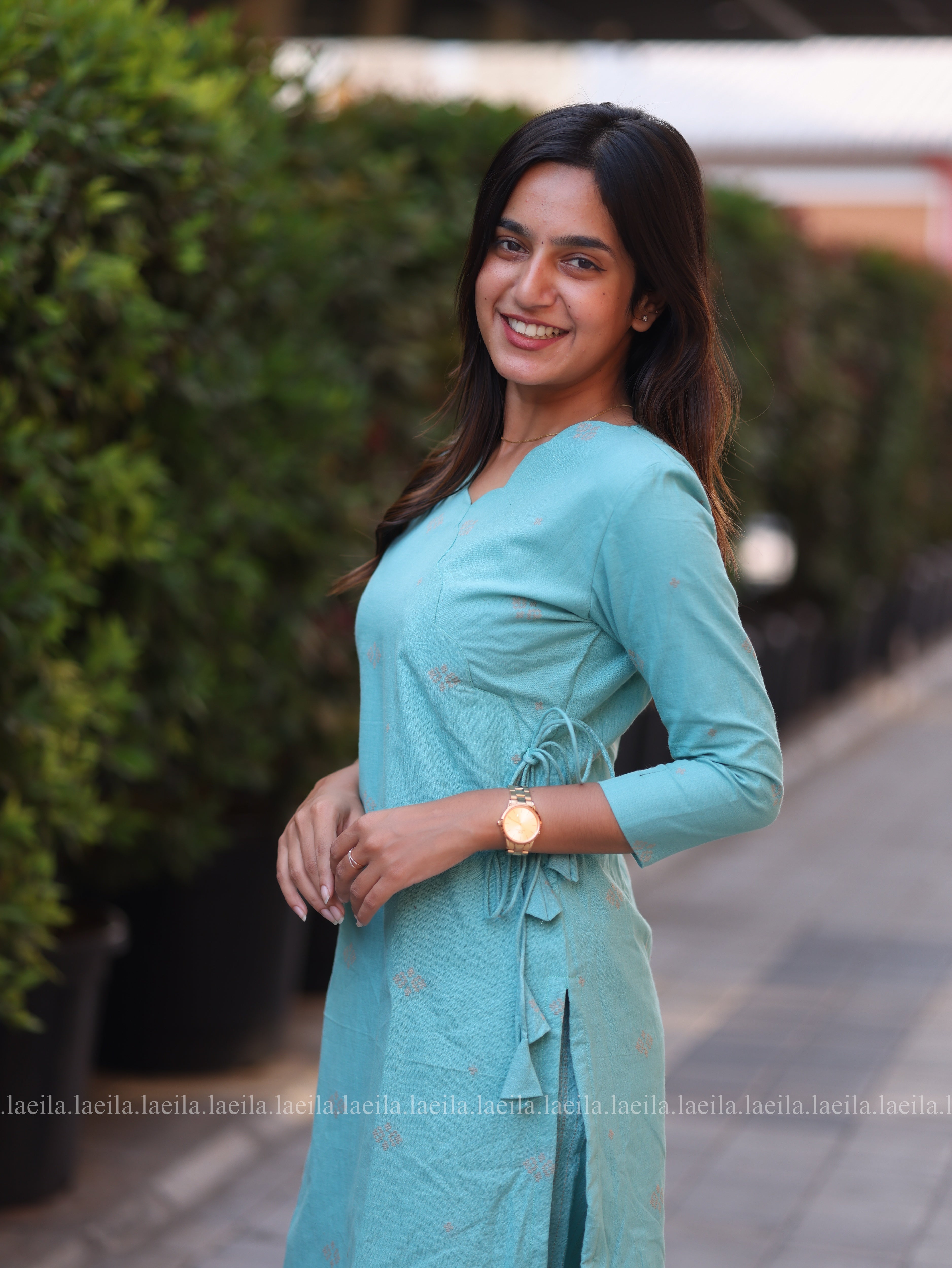 Sky blue scallop Meera Cotton co-ord set