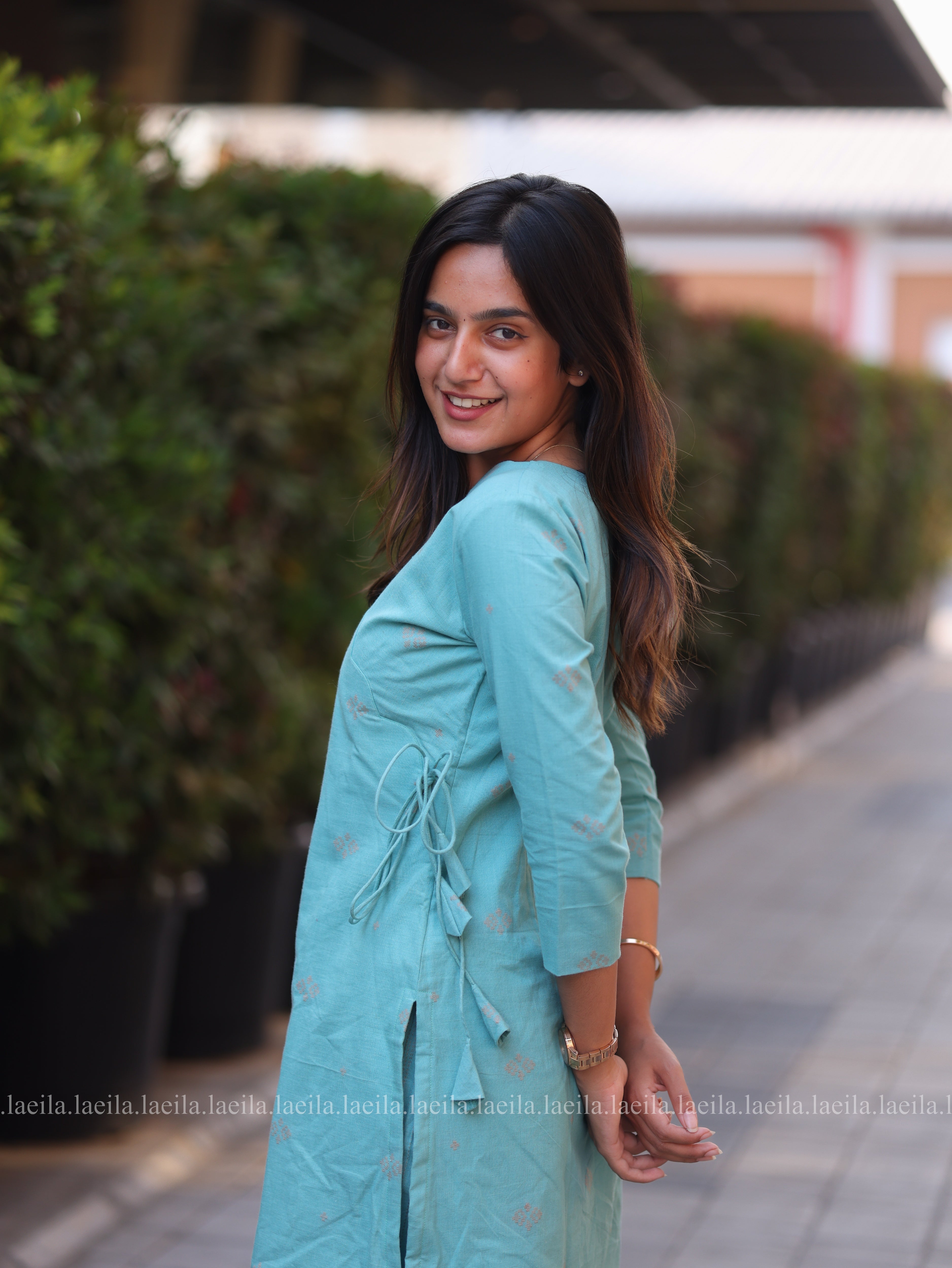 Sky blue scallop Meera Cotton co-ord set