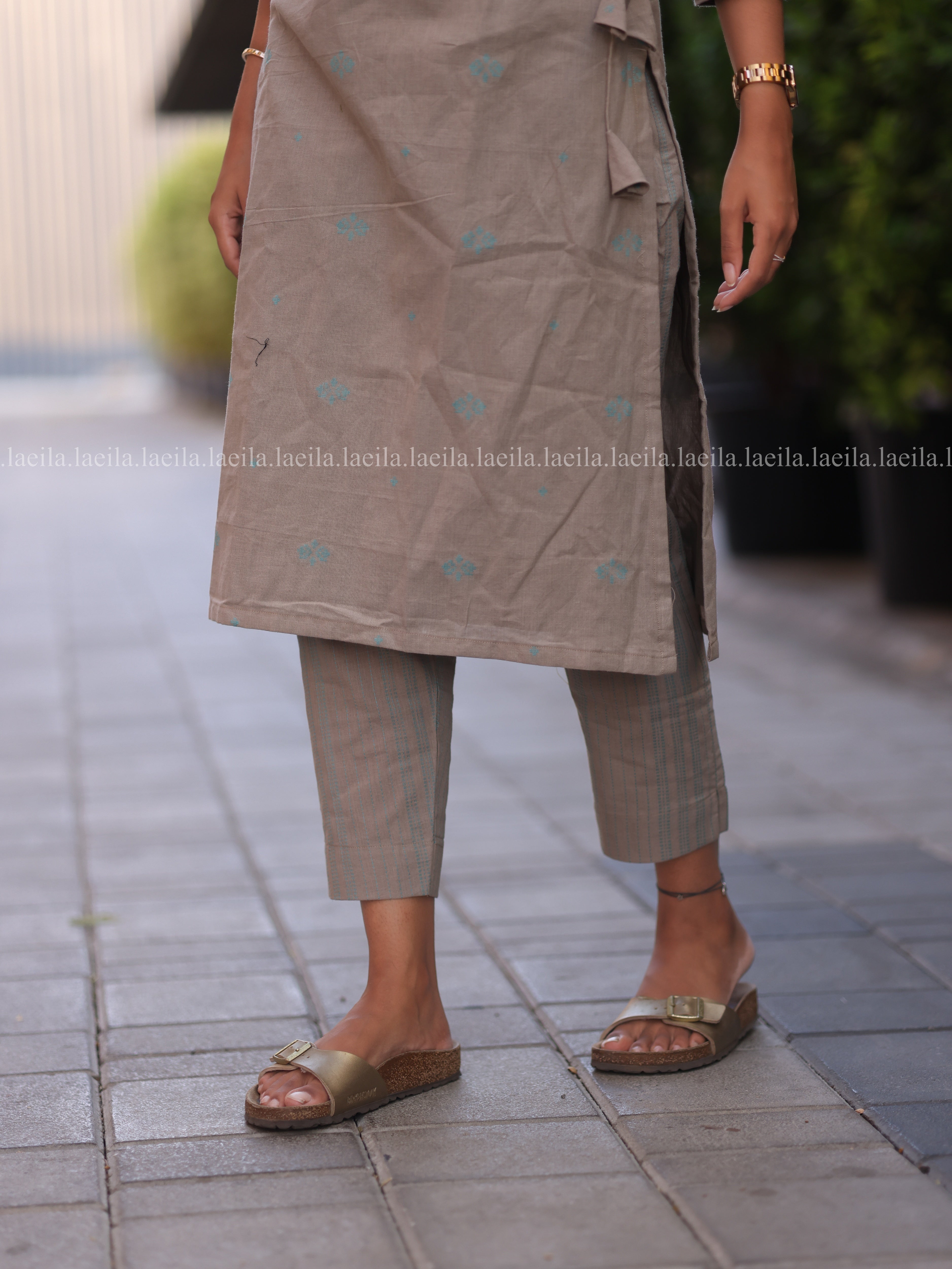 Ecru beige scallop Meera Cotton co-ord set