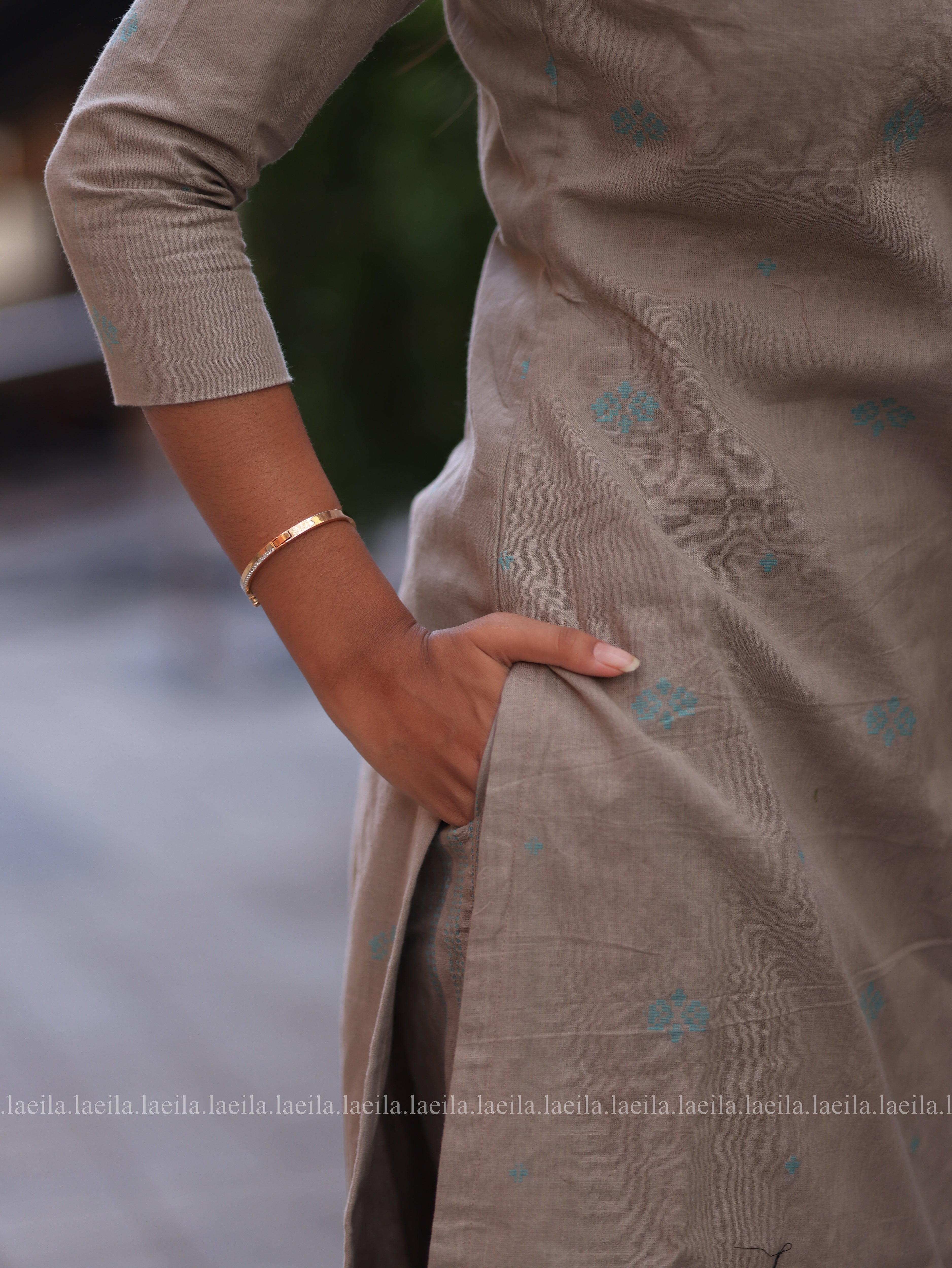 Ecru beige scallop Meera Cotton co-ord set