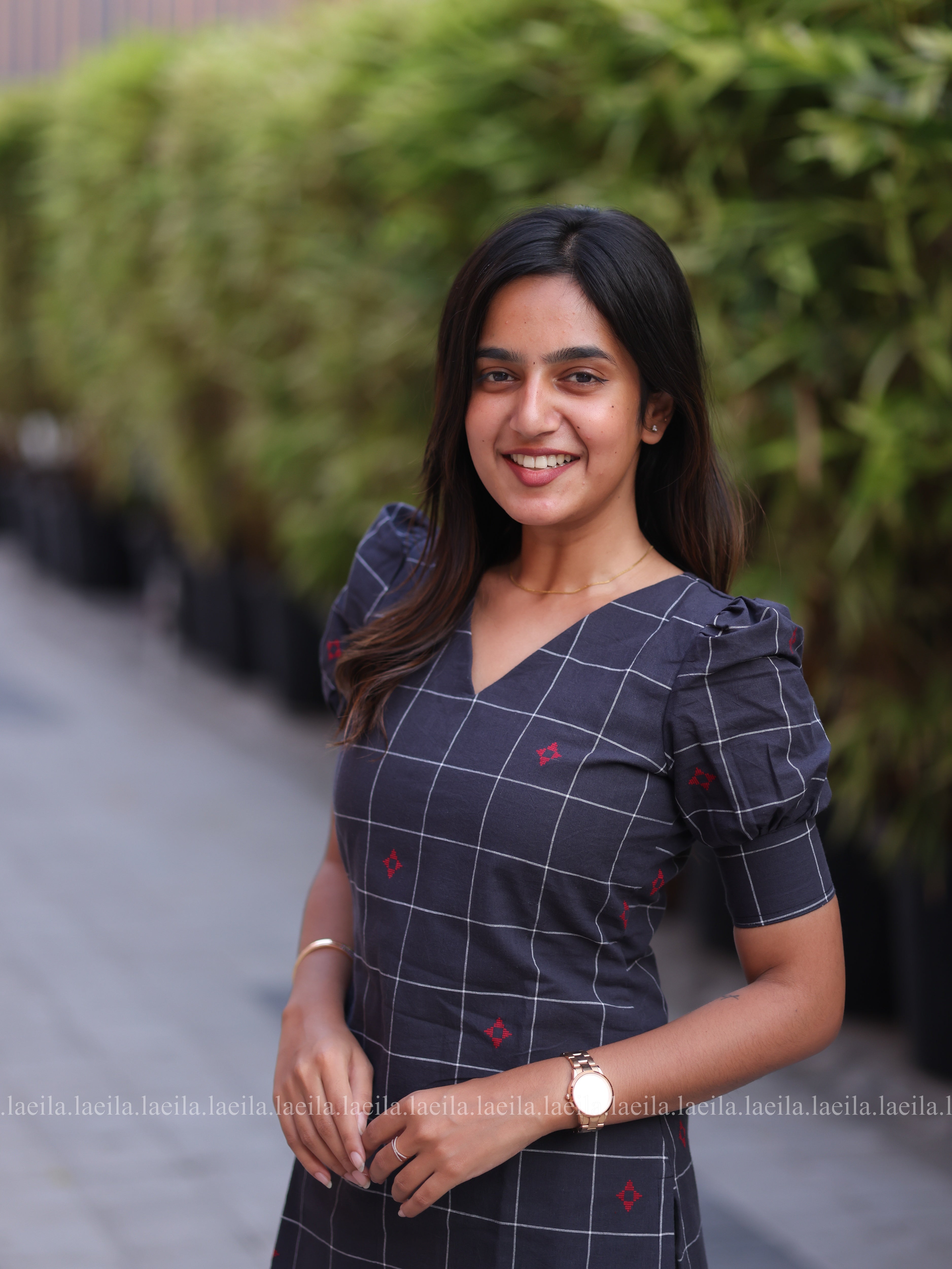 Dark grey top & half white pant set