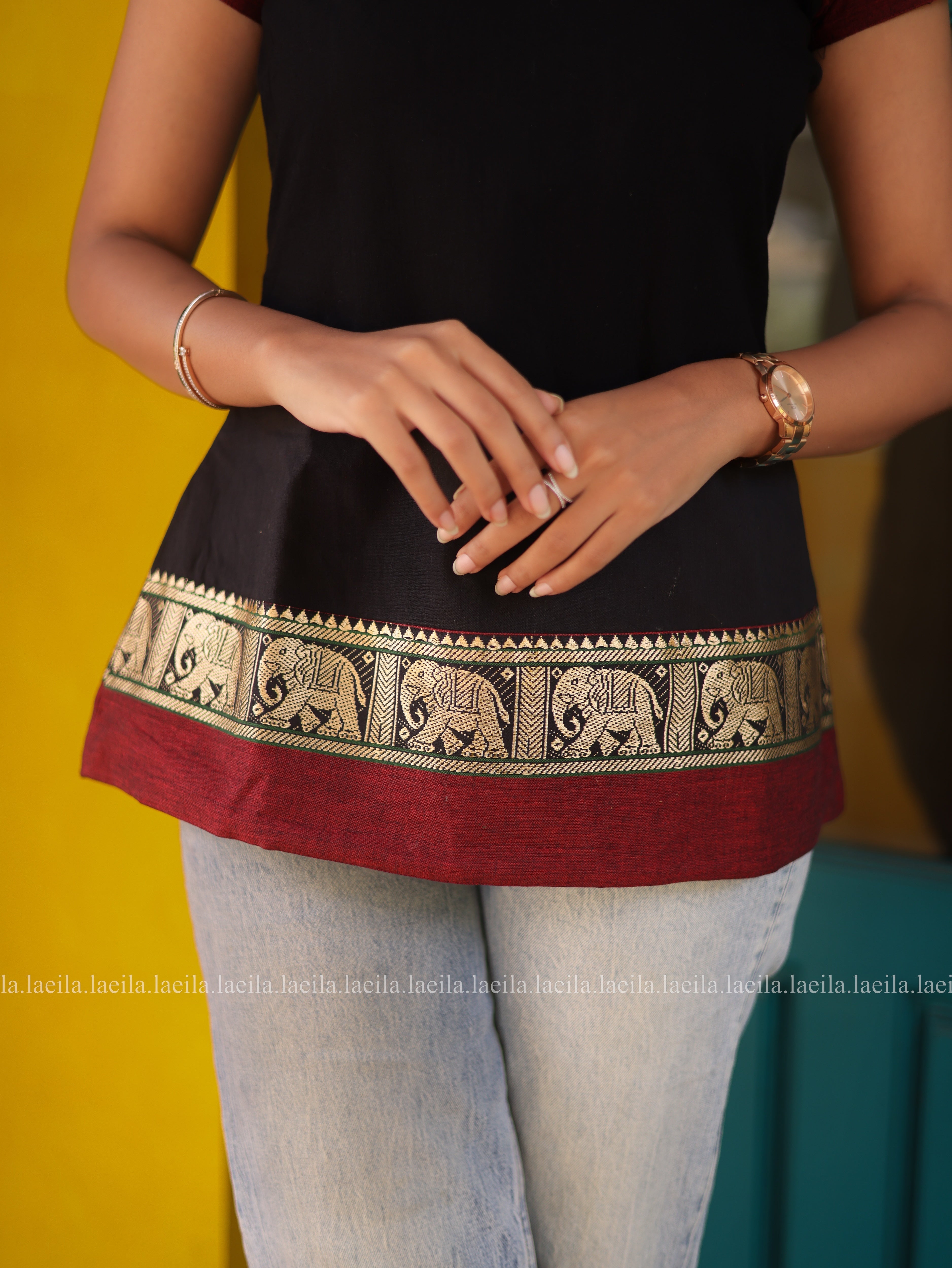 Maya Black Short Sleeve Top