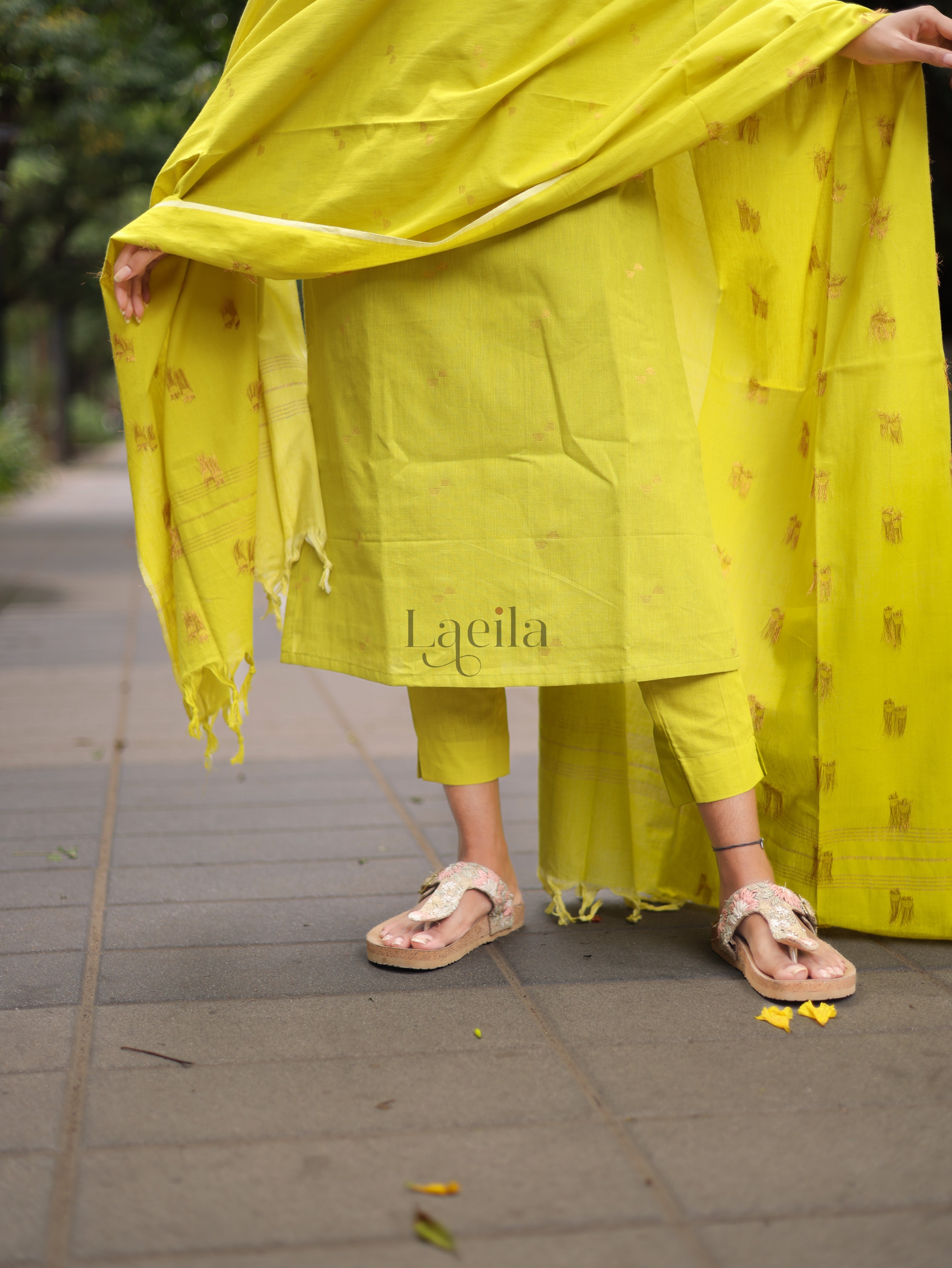 Green Cotton Kadhambari Set