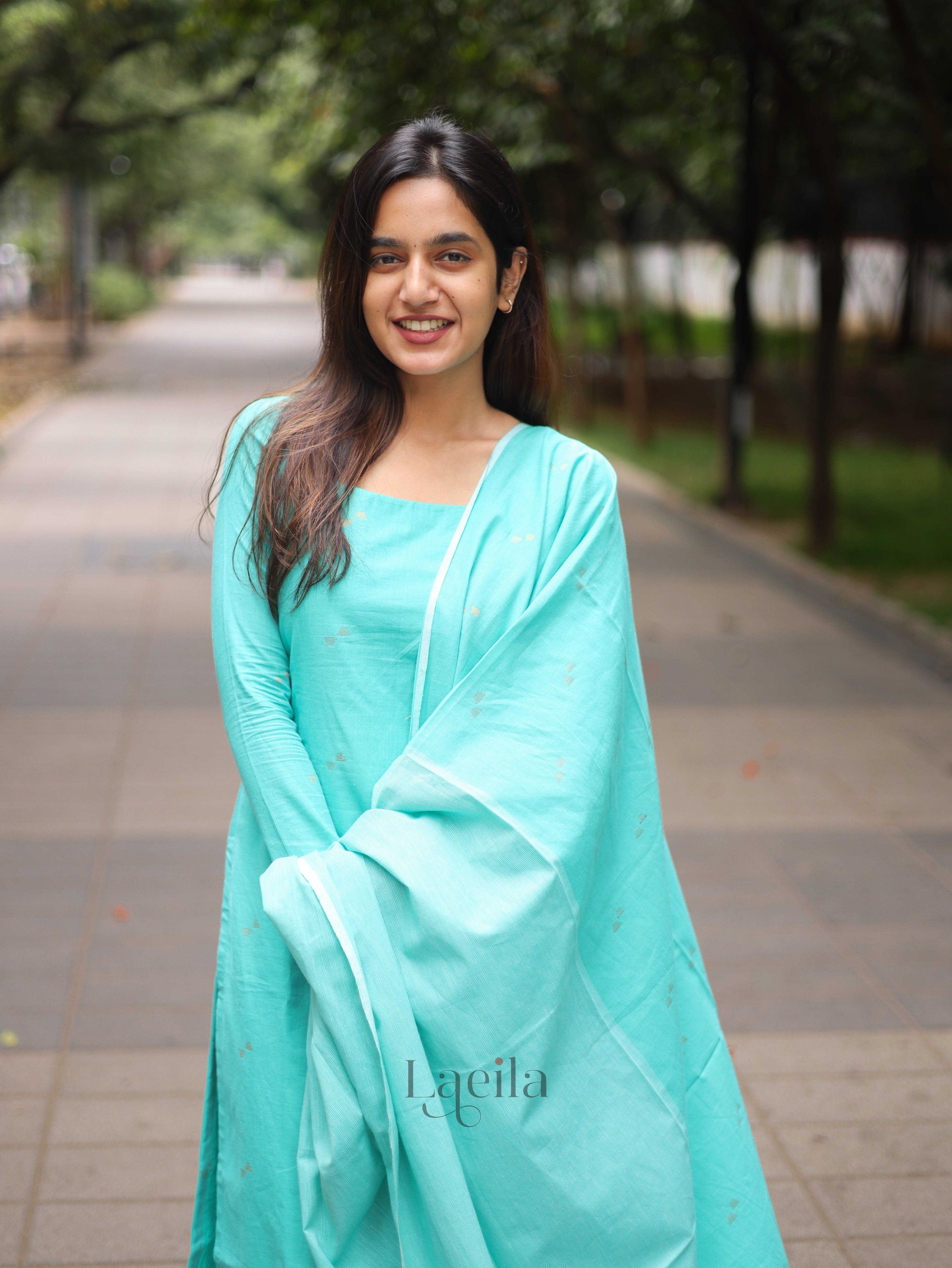 Blue Cotton Kadhambari Set