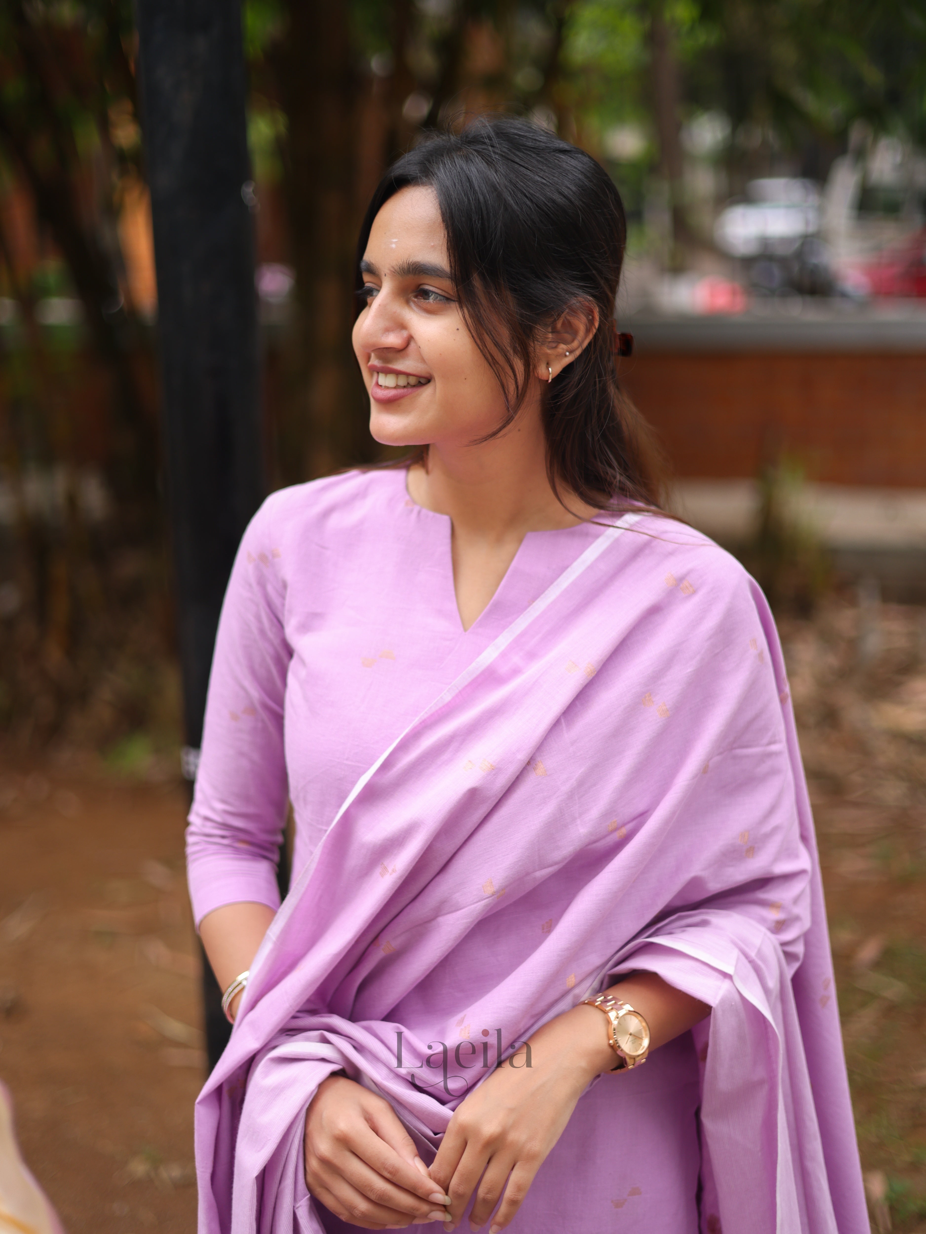 Lavender Cotton Kadhambari Set
