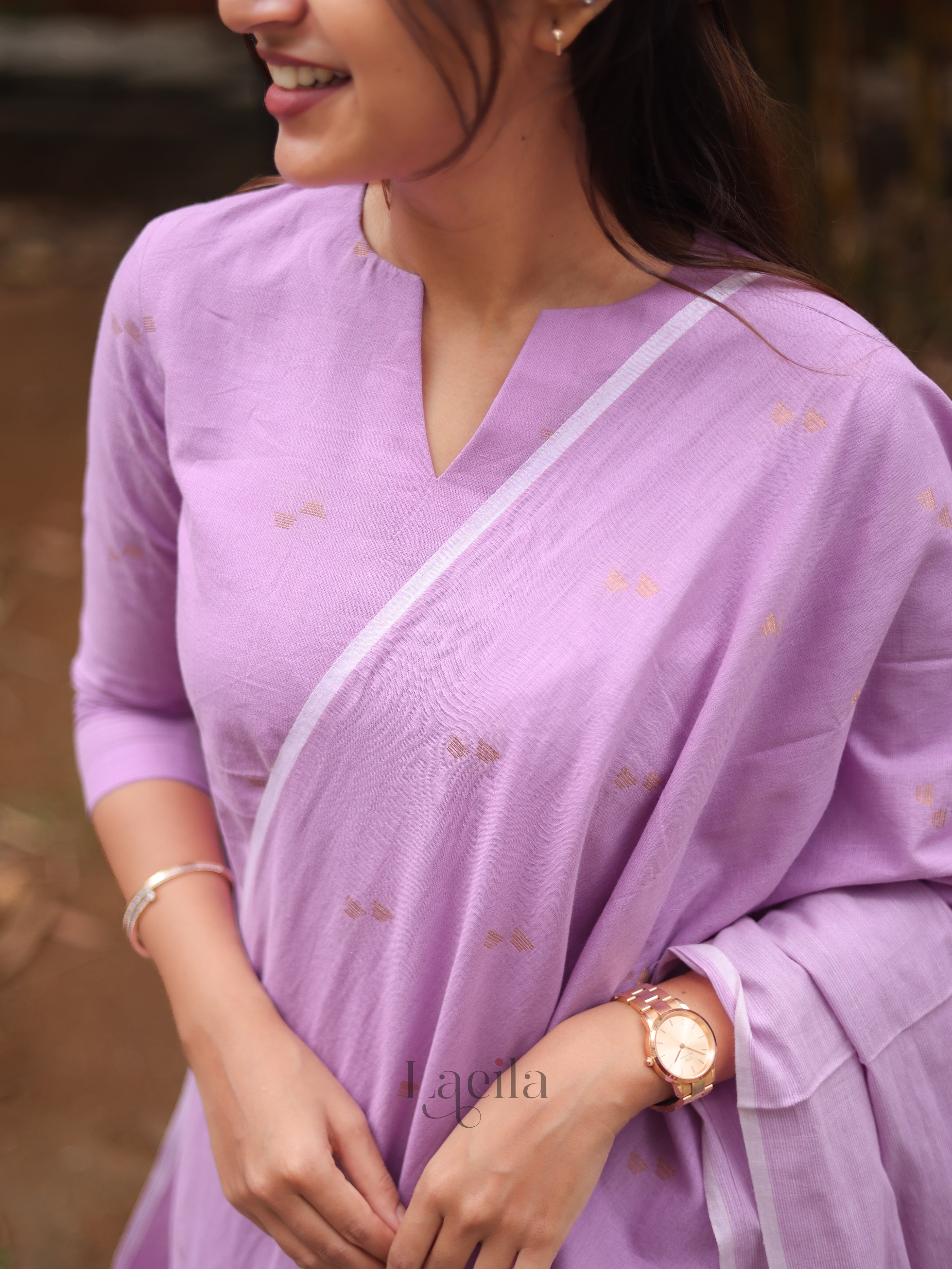 Lavender Cotton Kadhambari Set