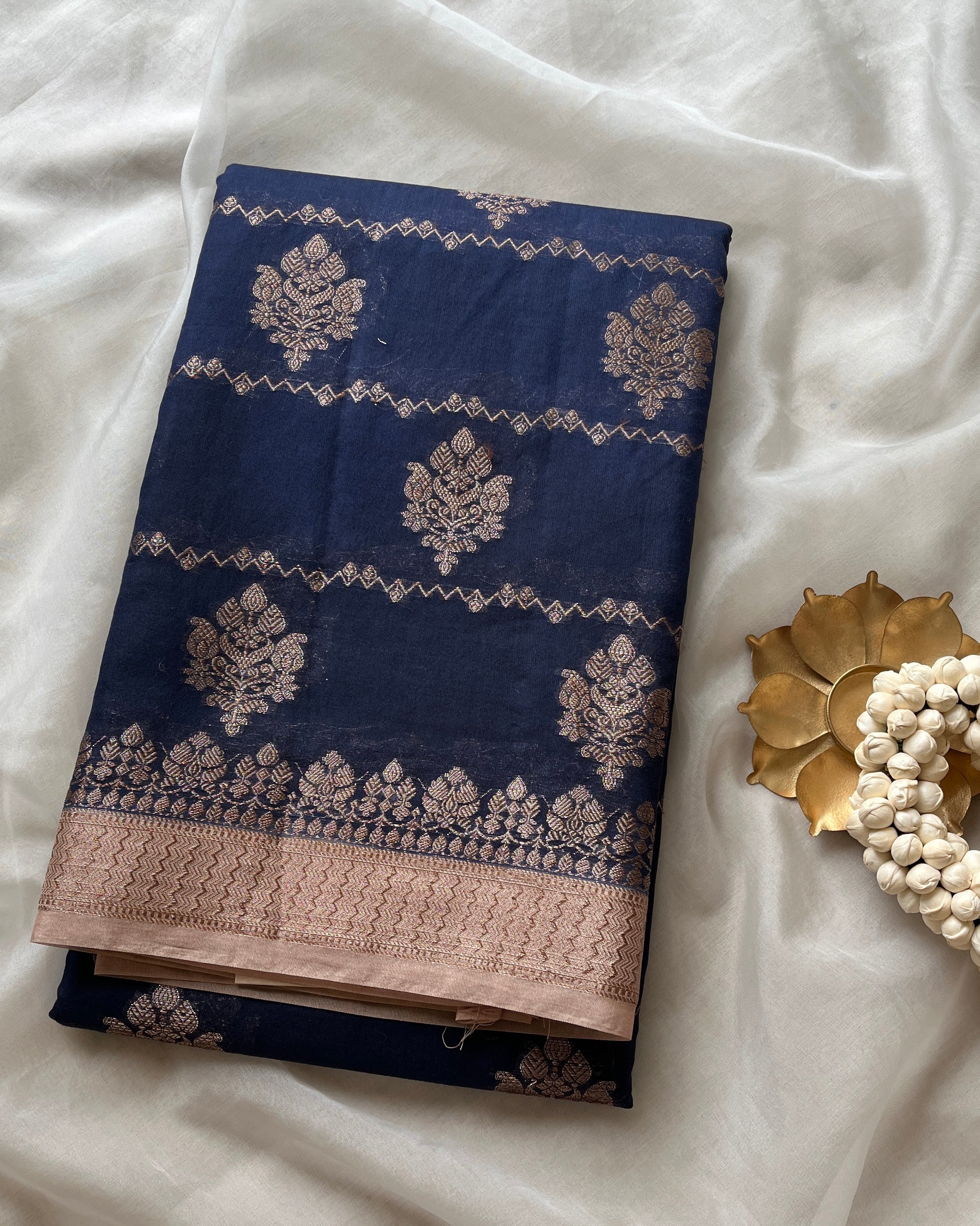 Navy Blue Silk Cotton saree