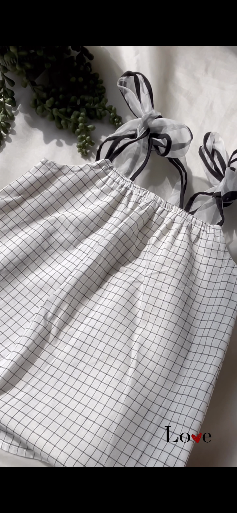 White Checks Tie up Frock