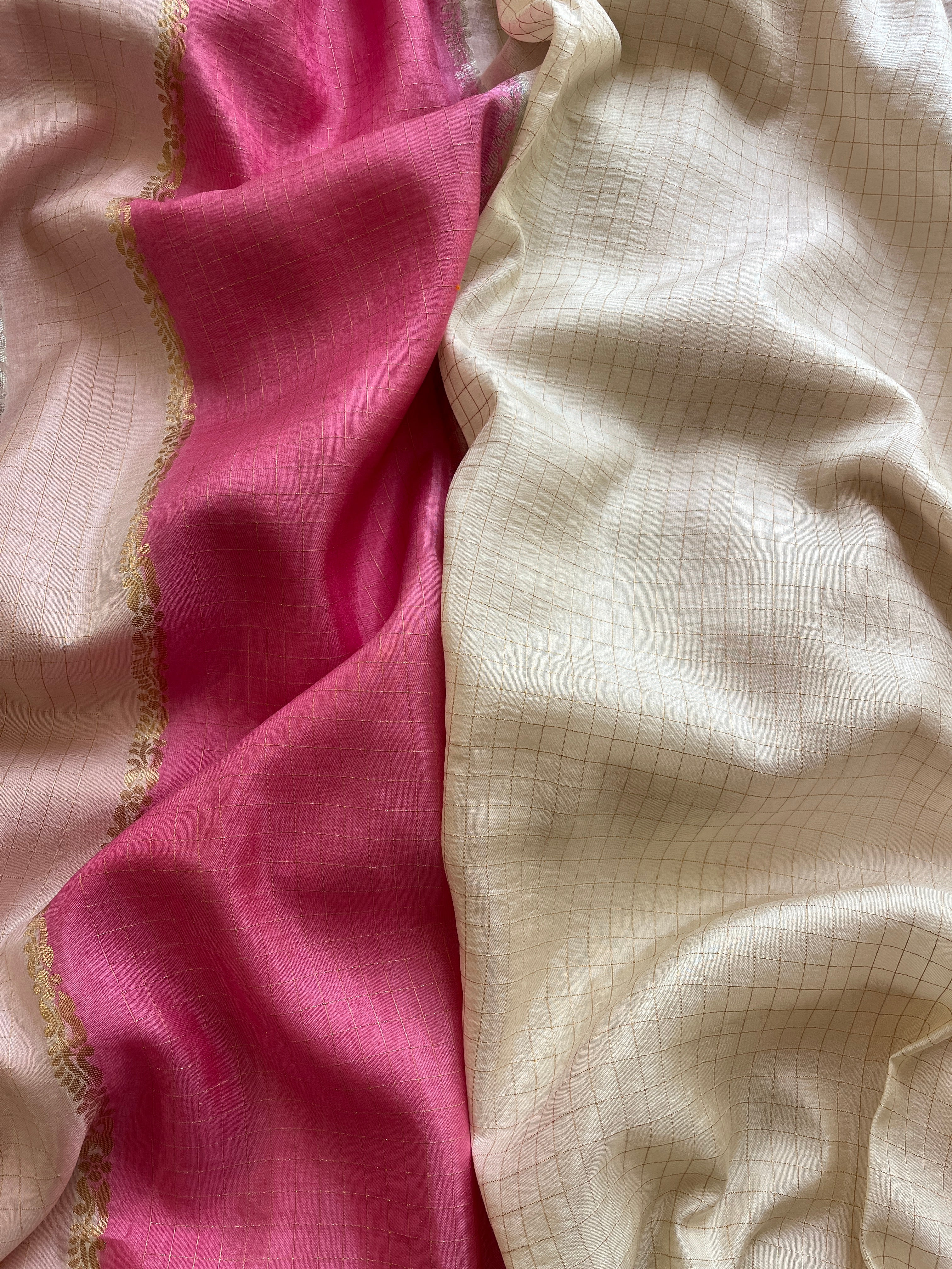 Lavender and Pink Viscose Silk Saree