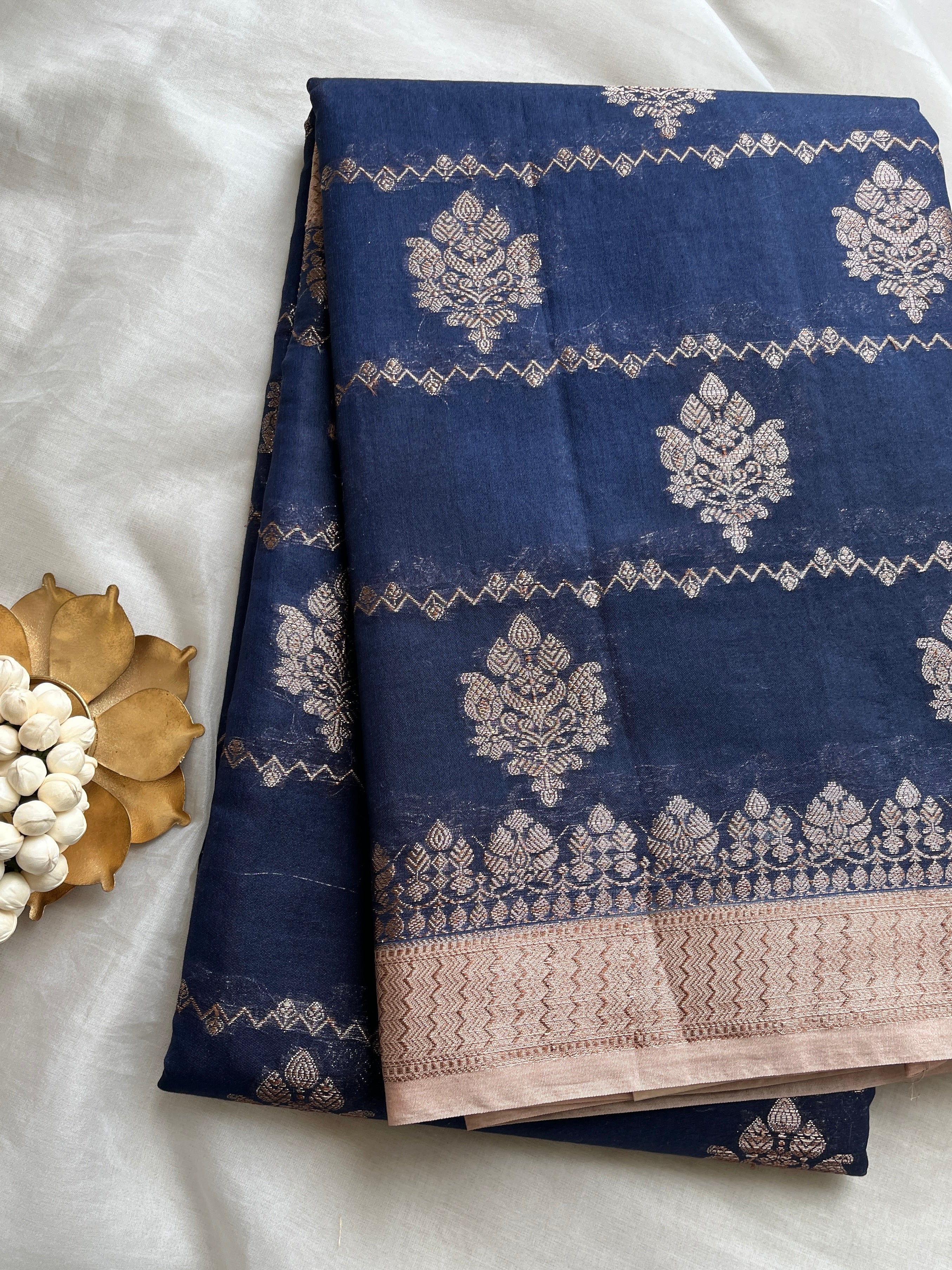 Navy Blue Silk Cotton saree