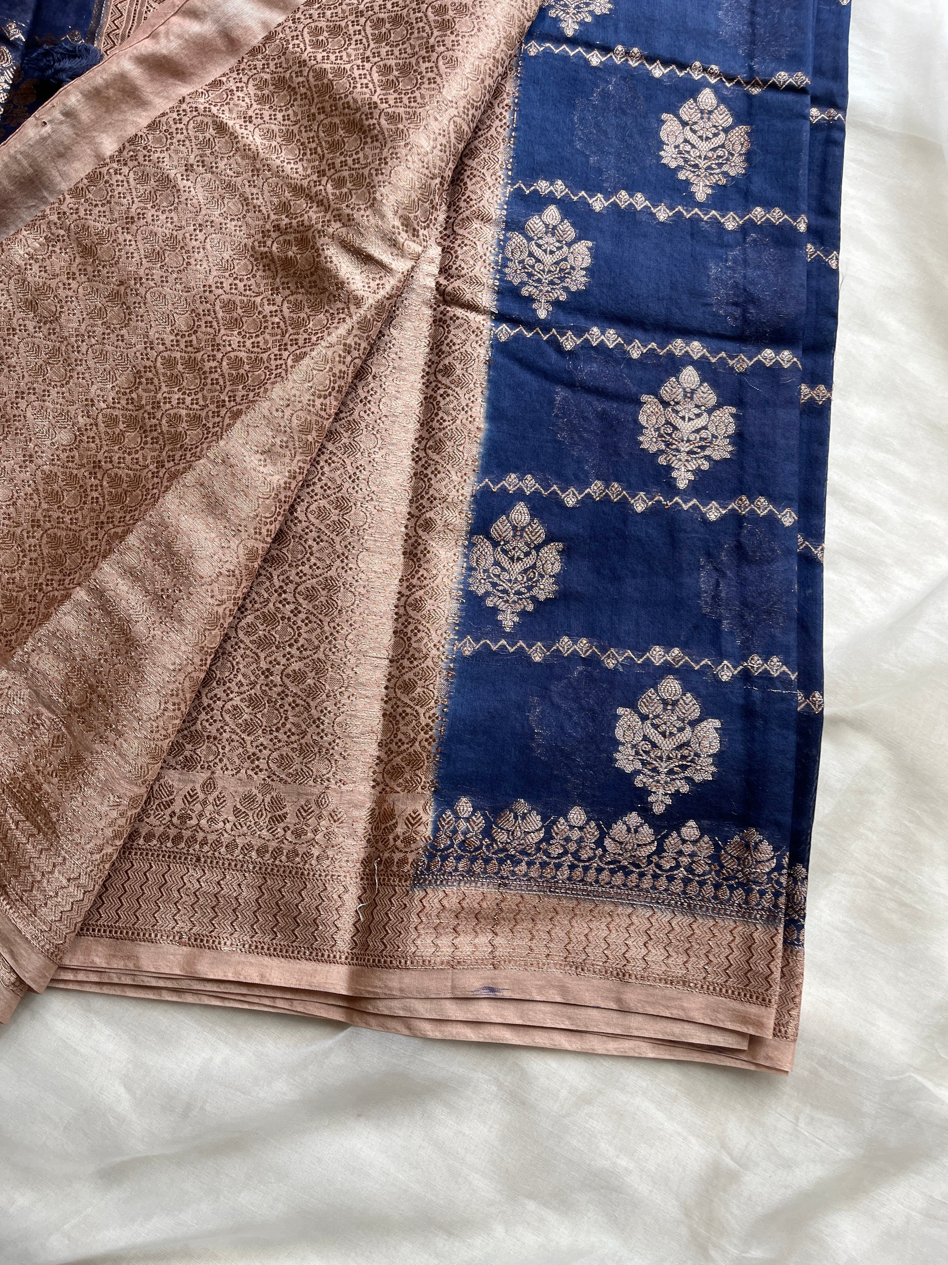Navy Blue Silk Cotton saree