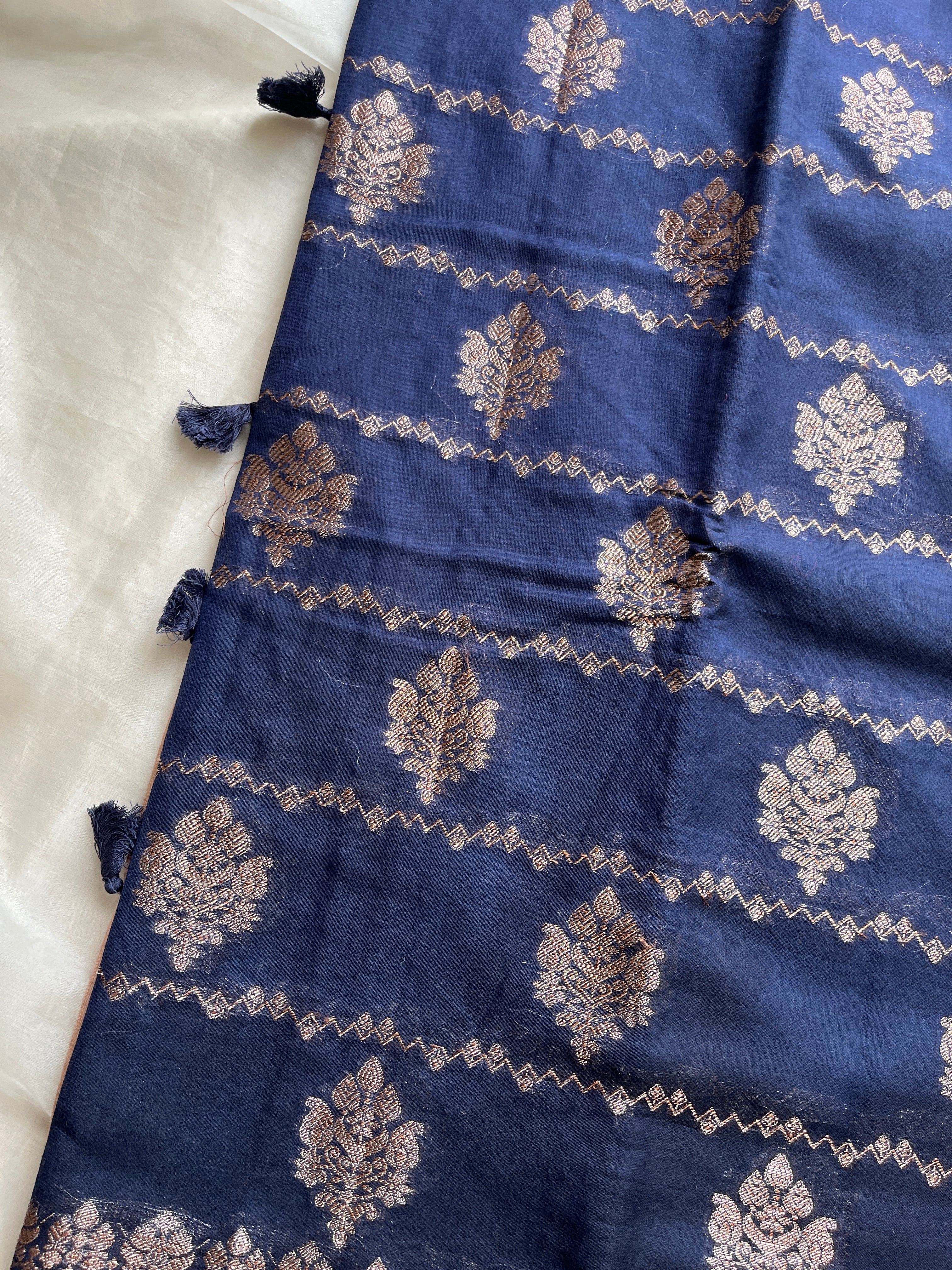 Navy Blue Silk Cotton saree