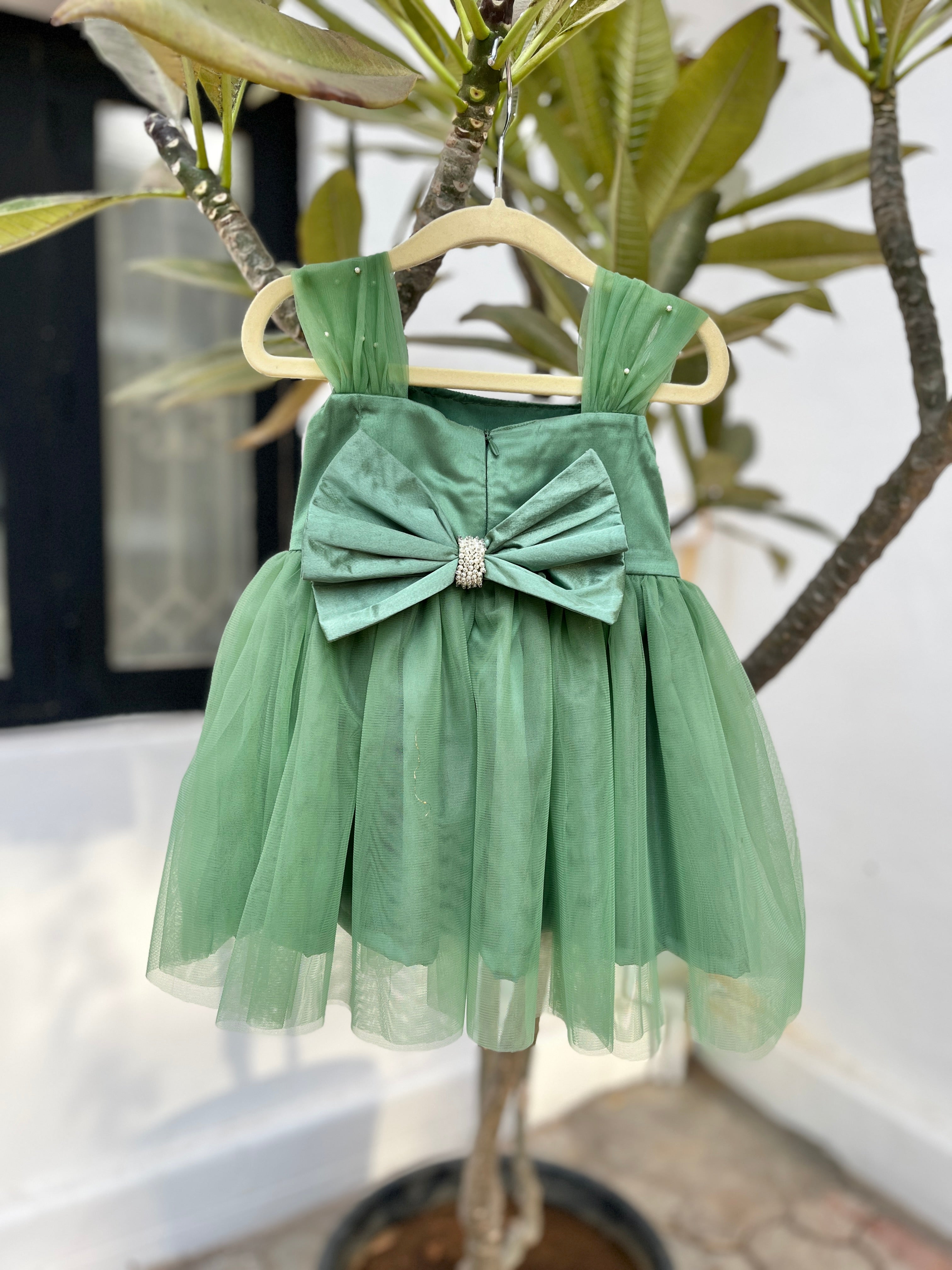 Sage fairy hand embroidered dress