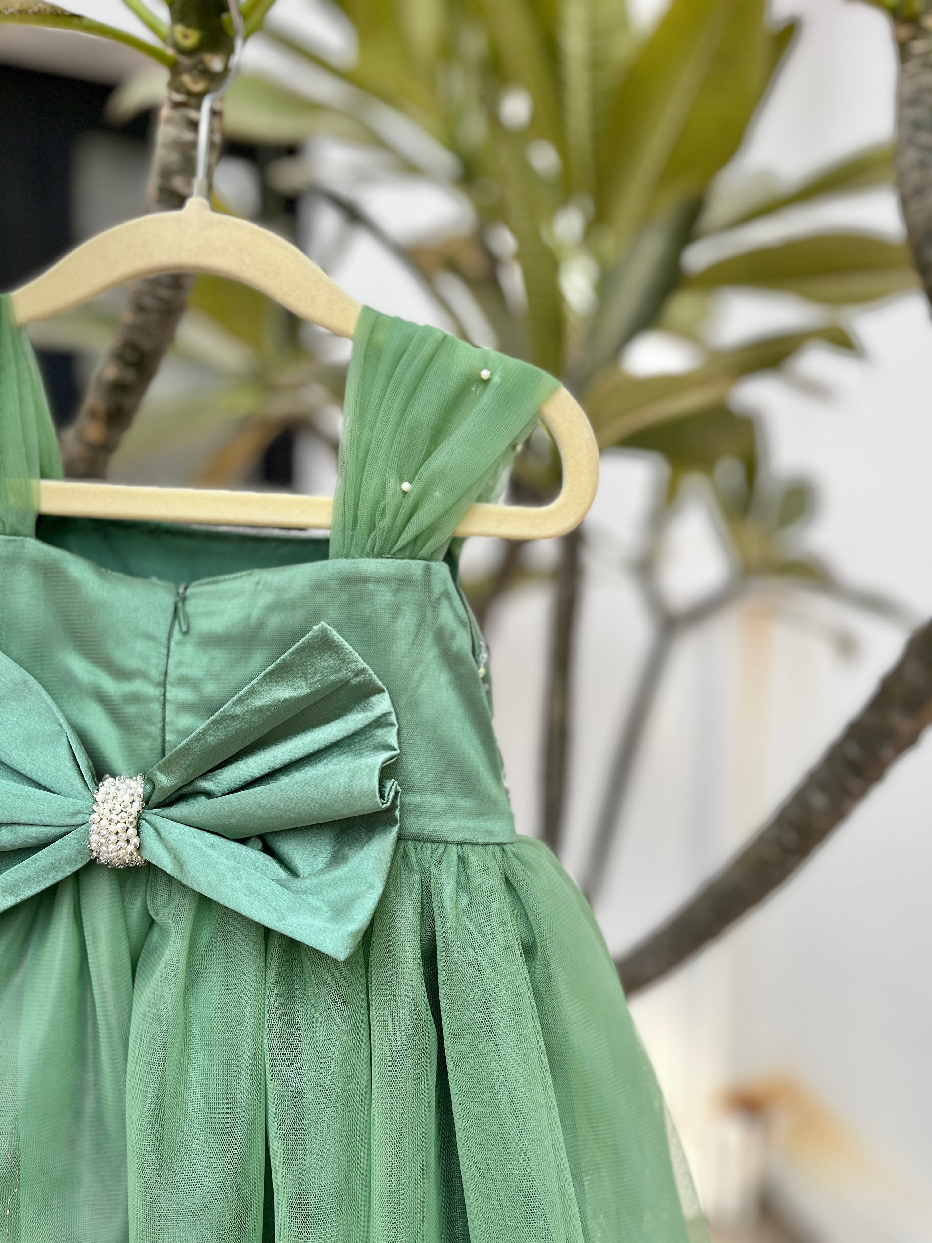 Sage fairy hand embroidered dress