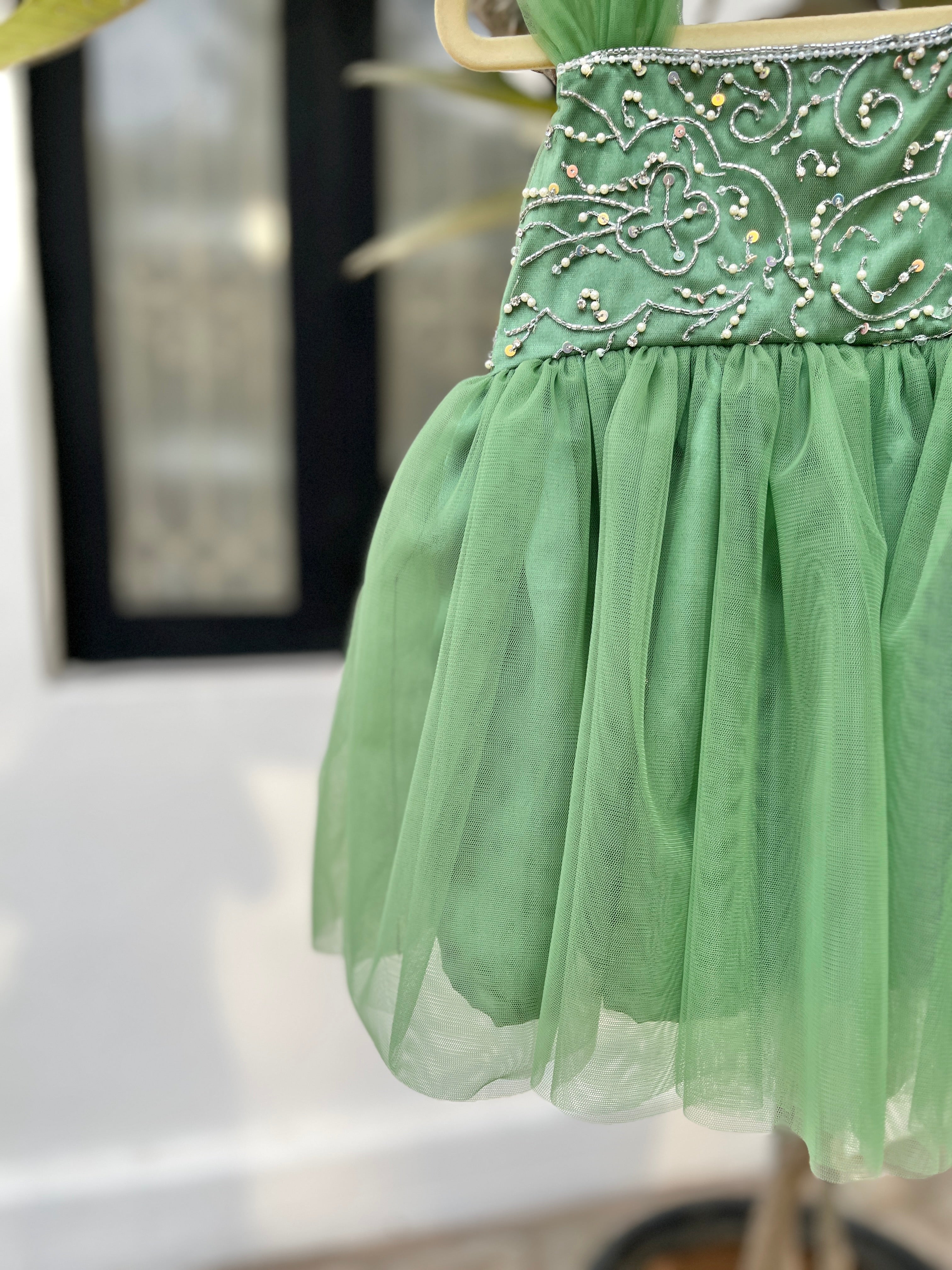 Sage fairy hand embroidered dress