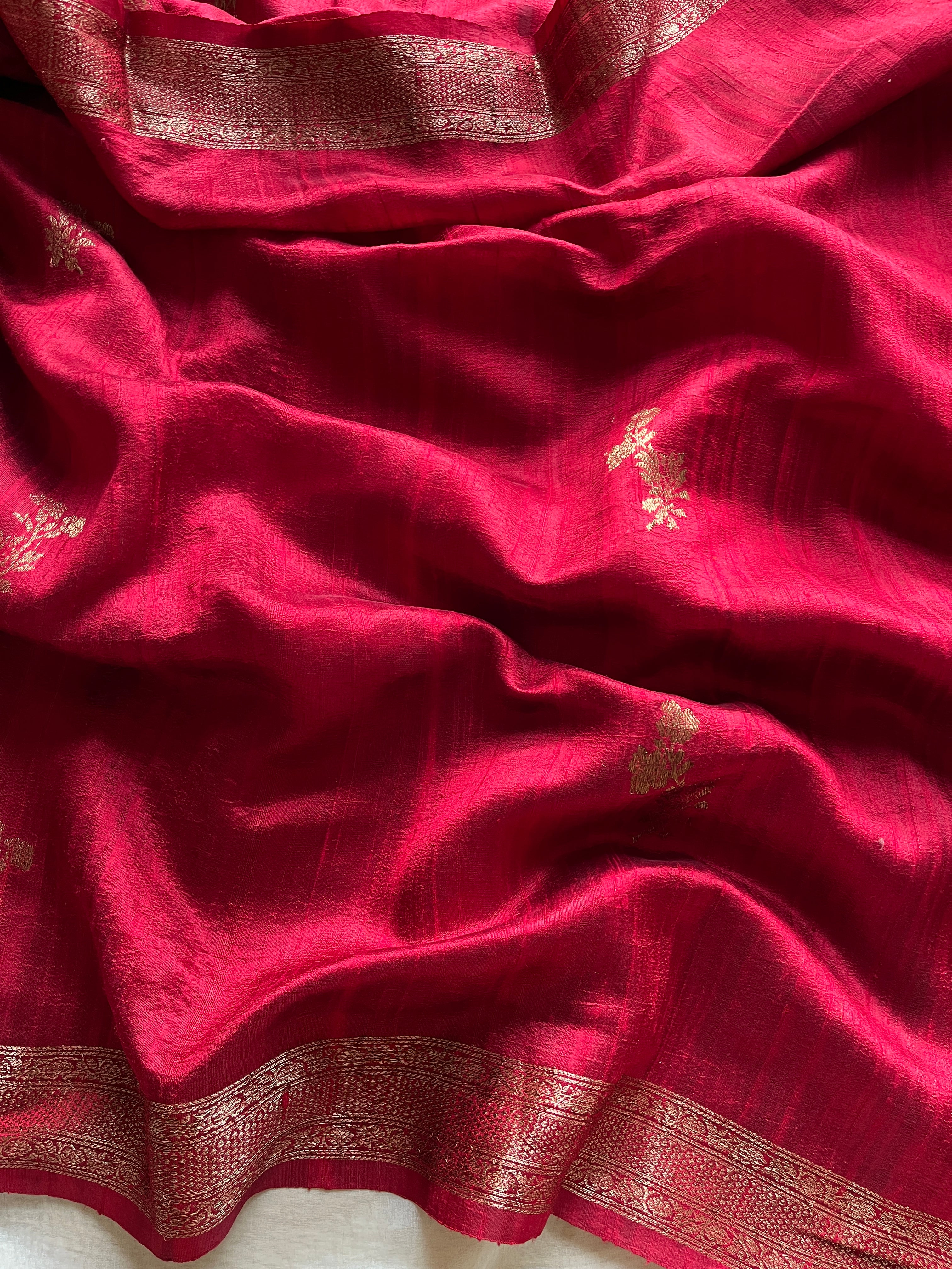 Red Kora Raw Silk Saree