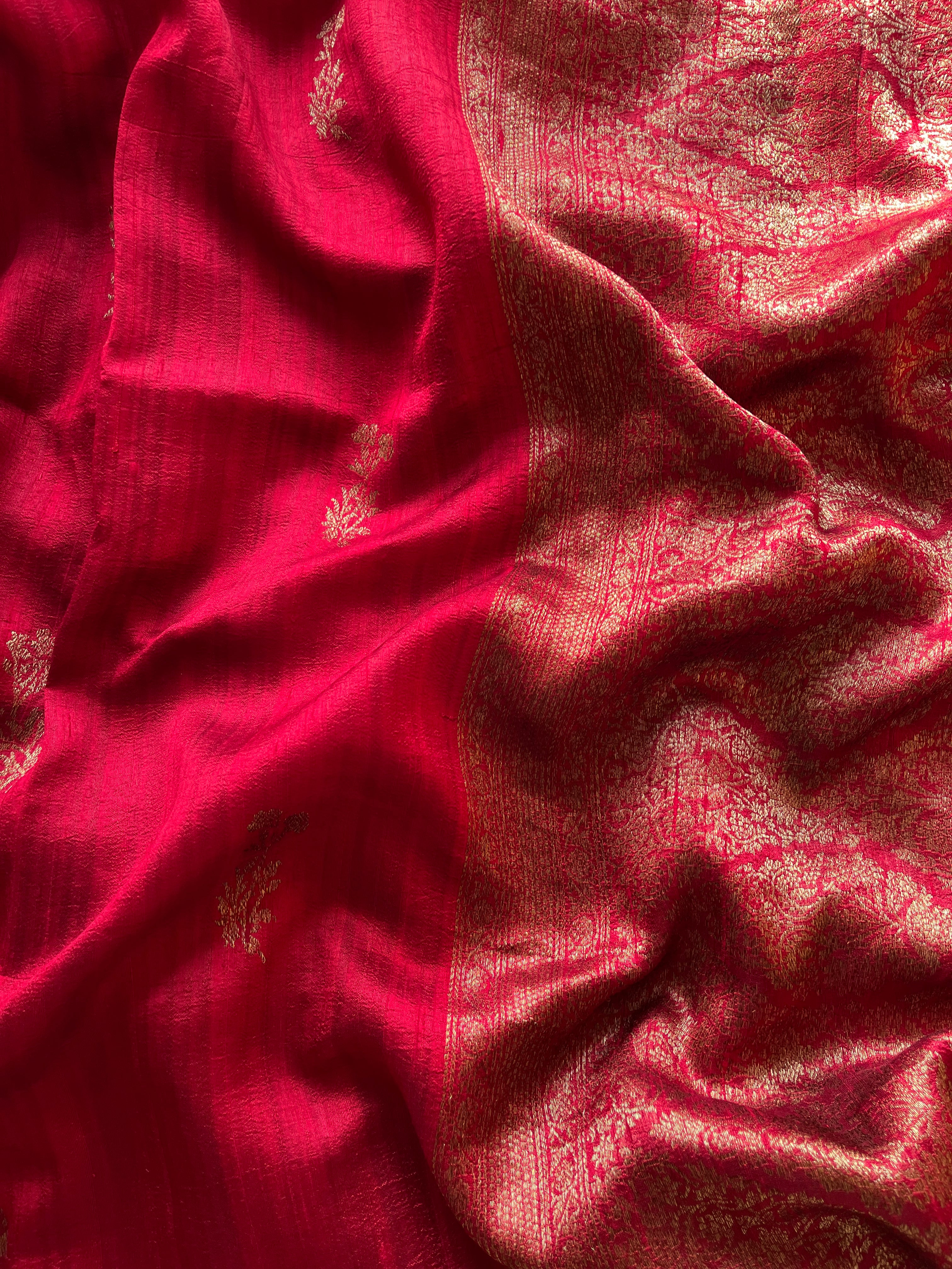 Red Kora Raw Silk Saree