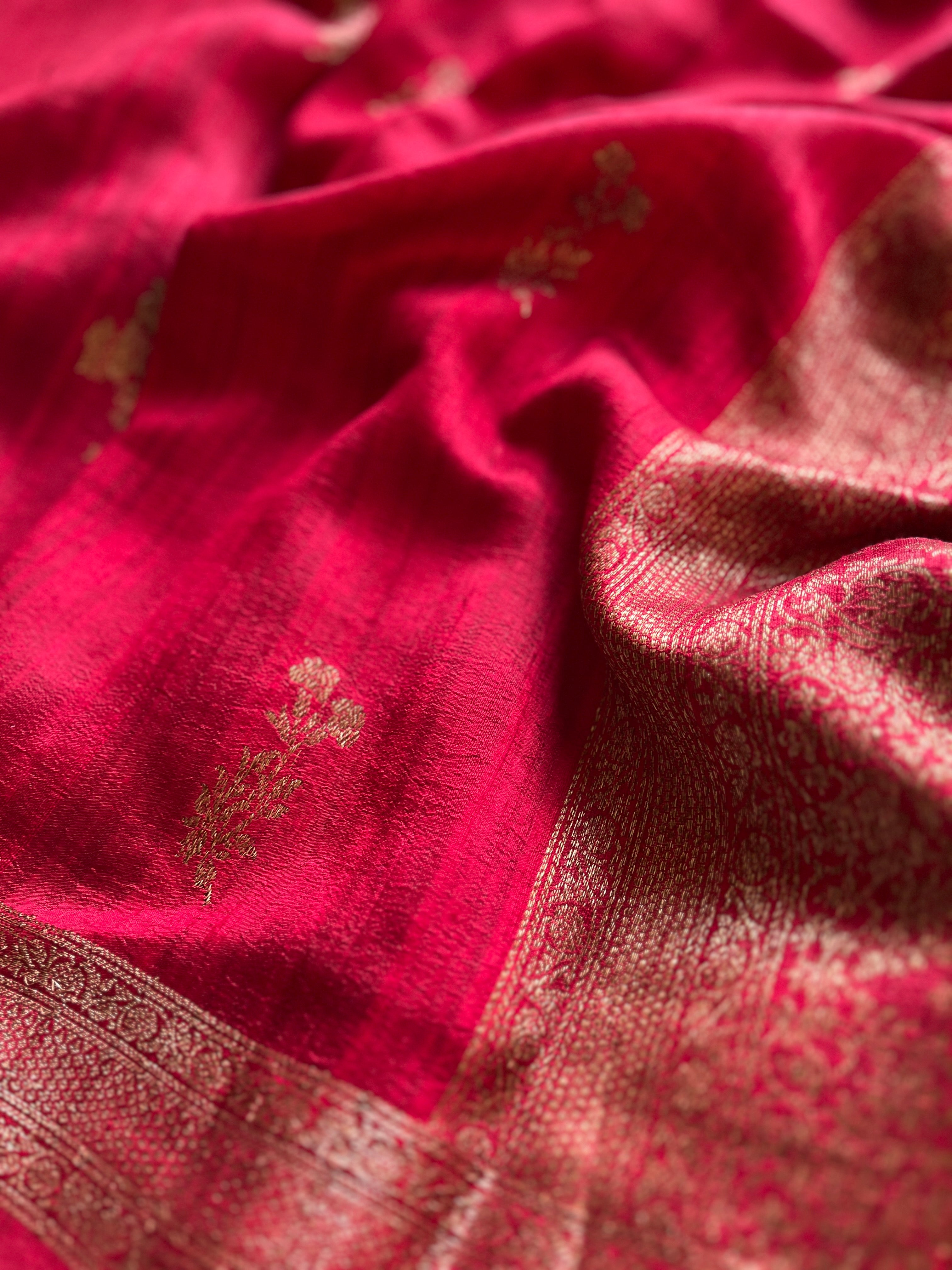 Red Kora Raw Silk Saree