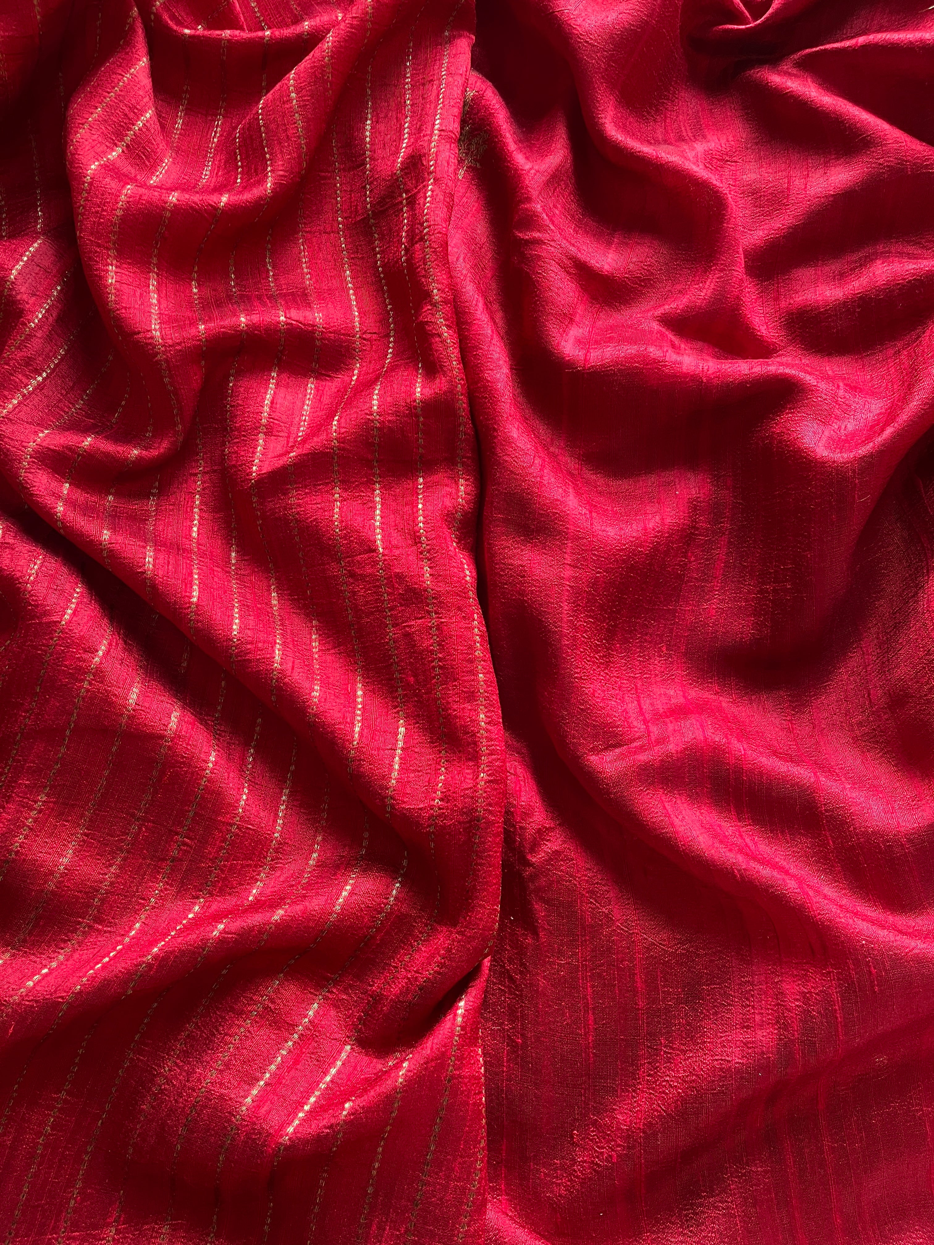 Red Kora Raw Silk Saree