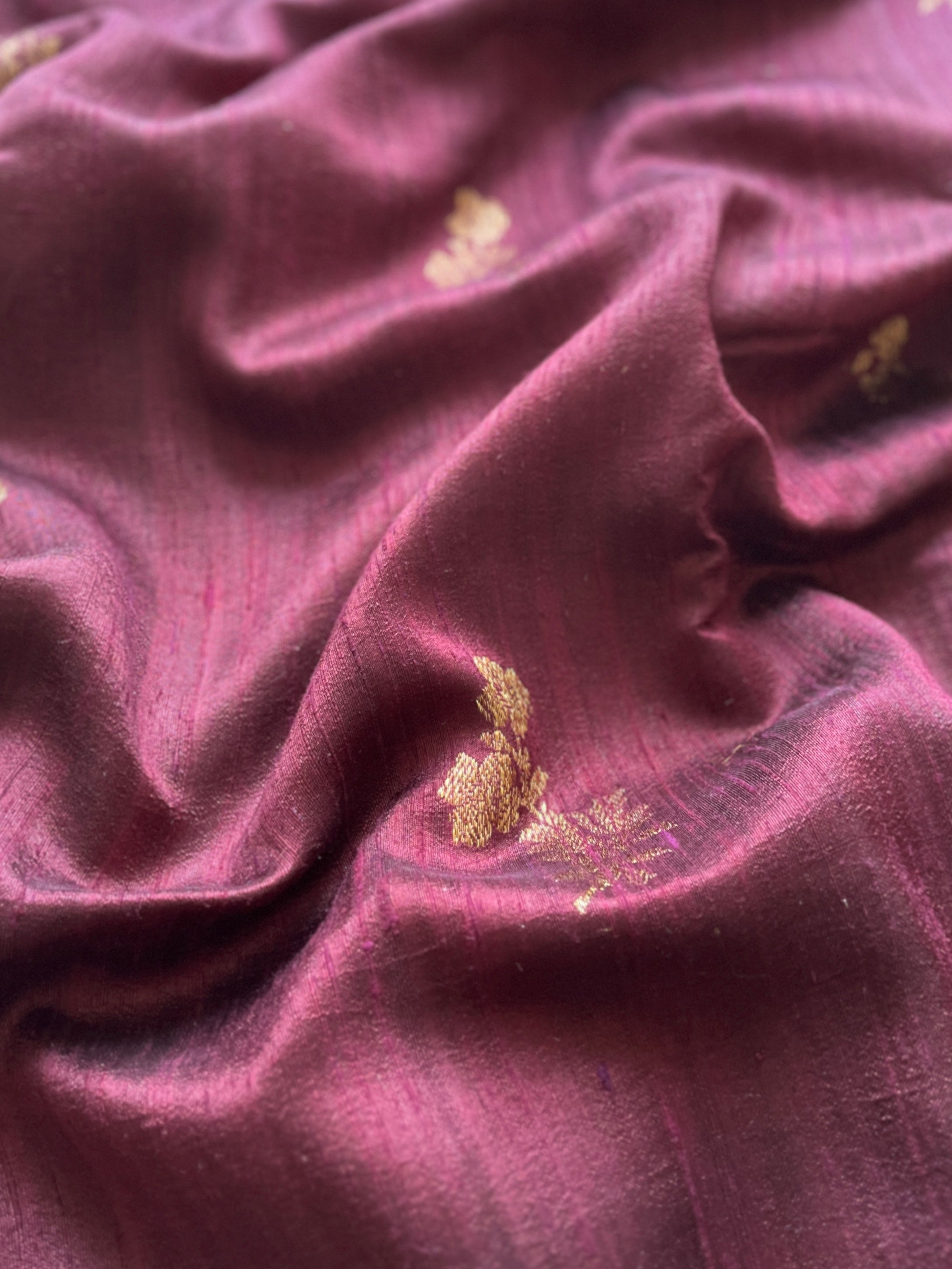 Mahogany Brown Kora Raw Silk Saree