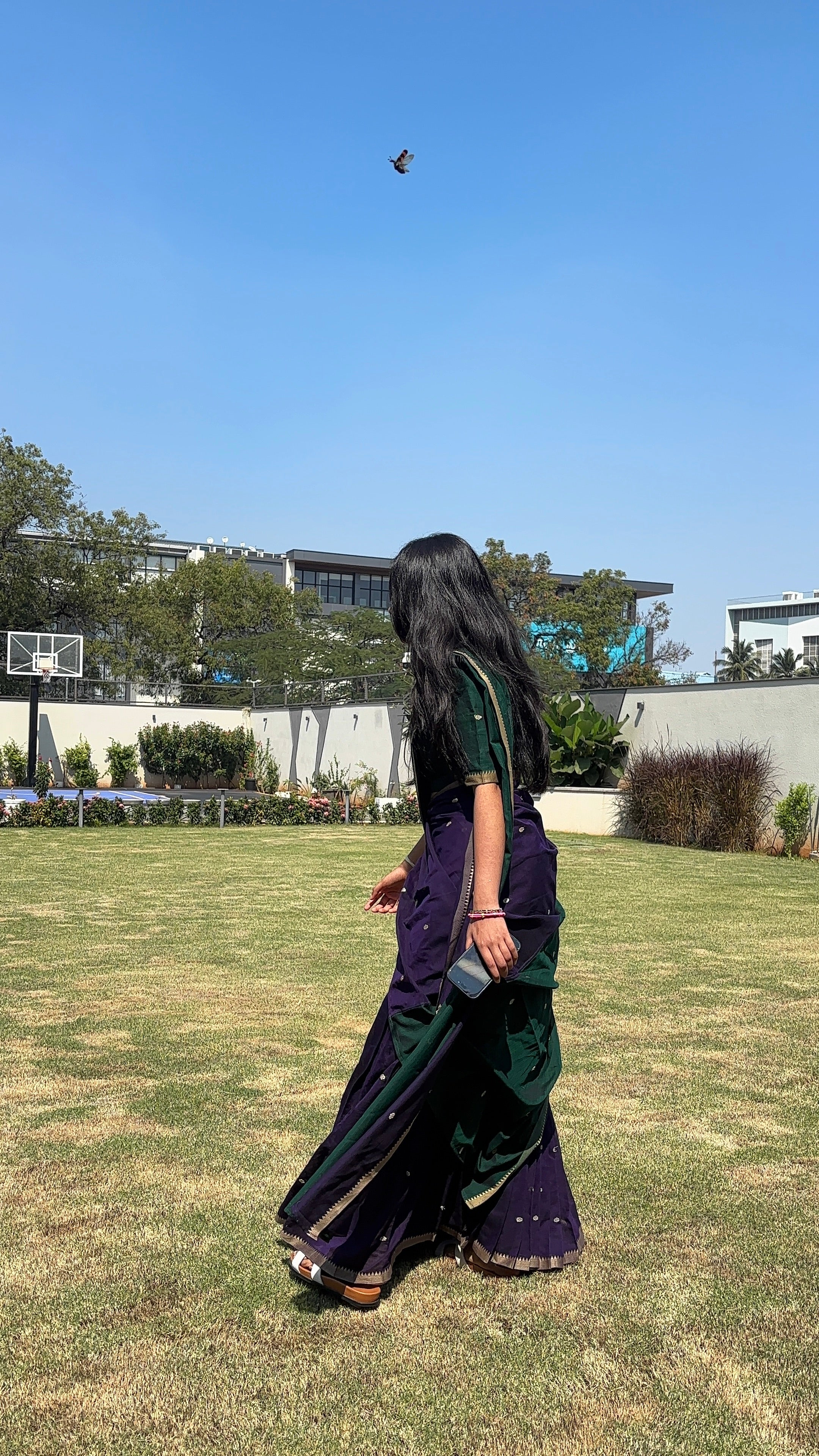 Purple with Green Half Saree