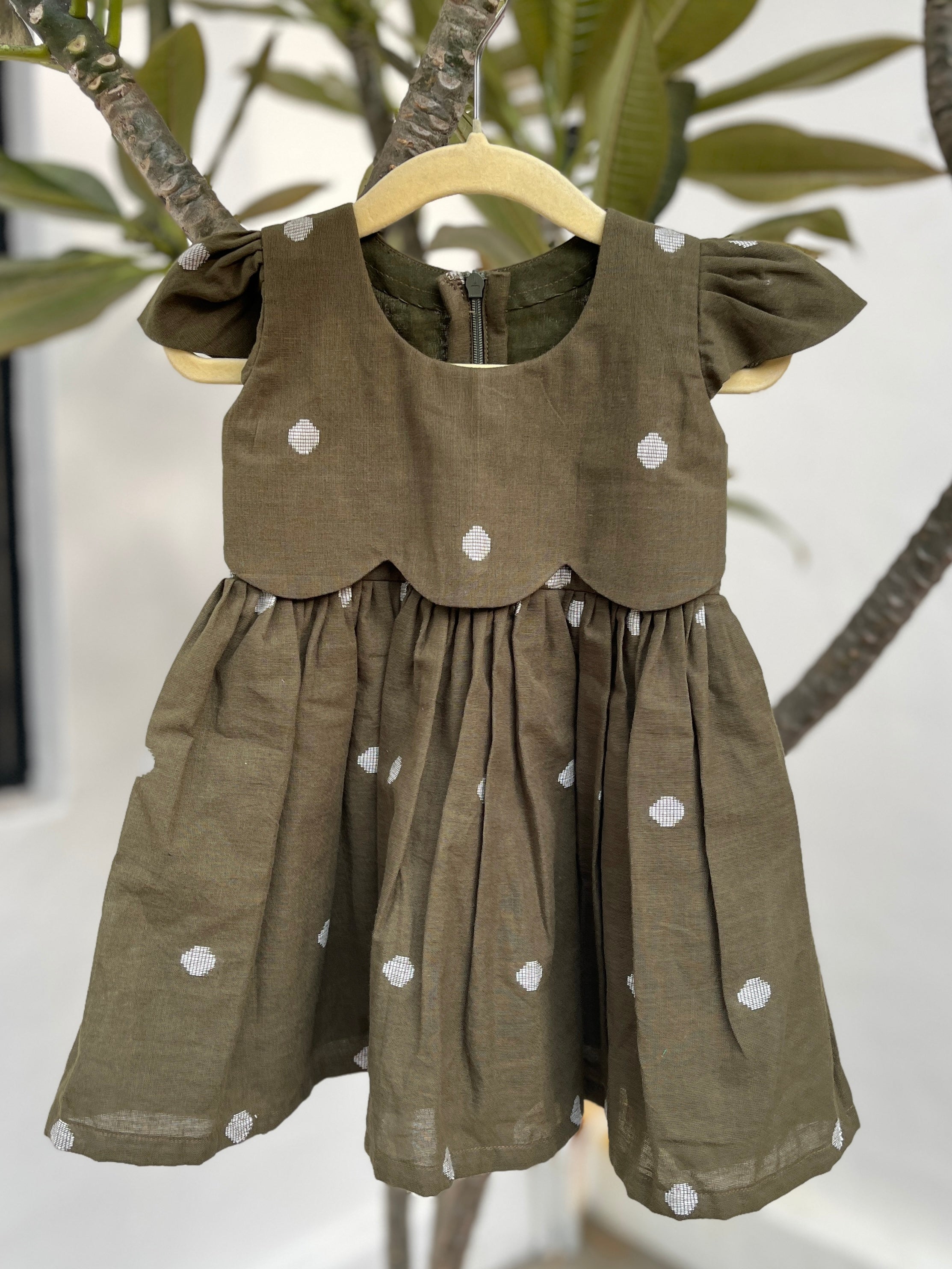 Olive Polka Dress