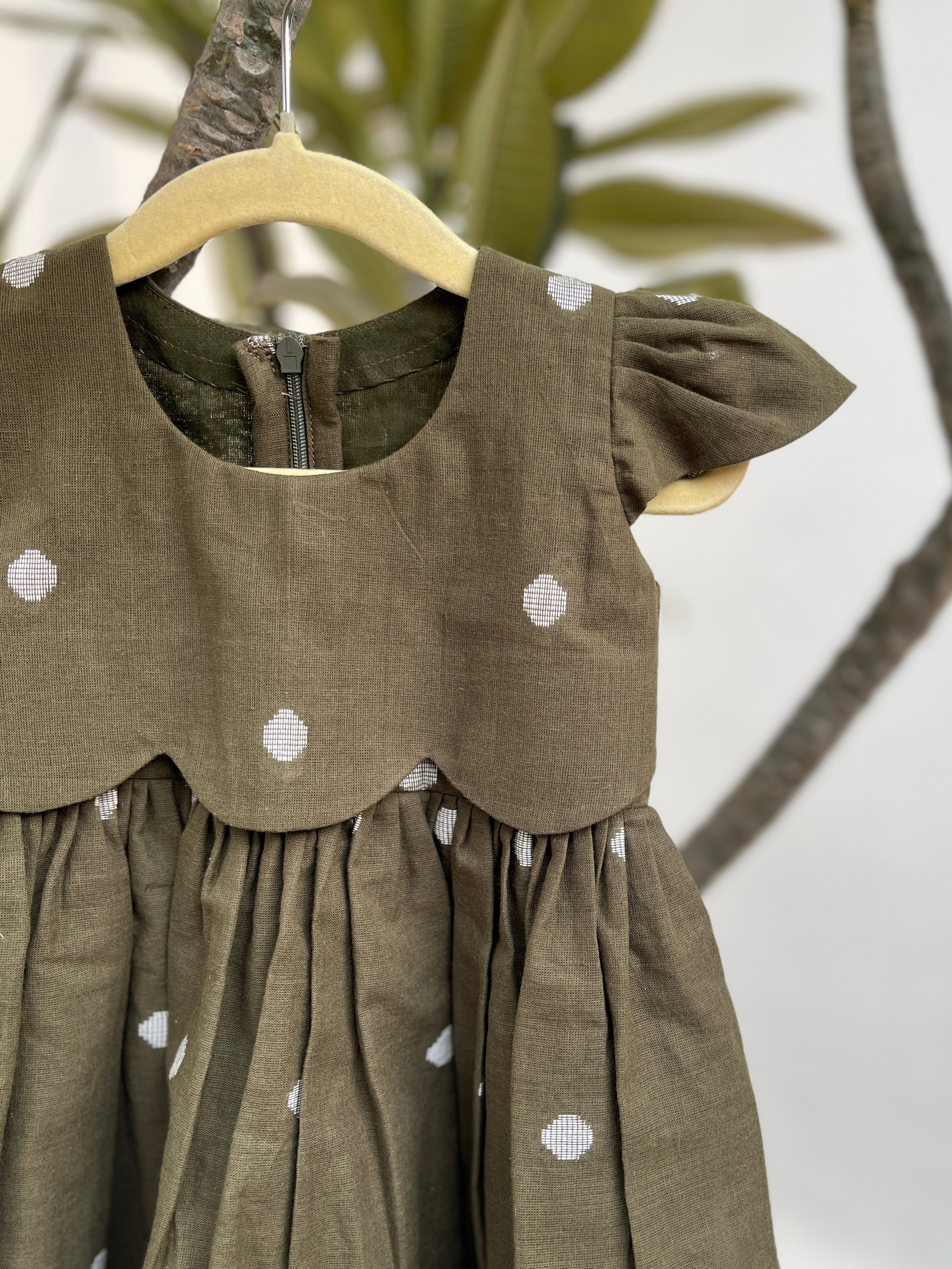 Olive Polka Dress