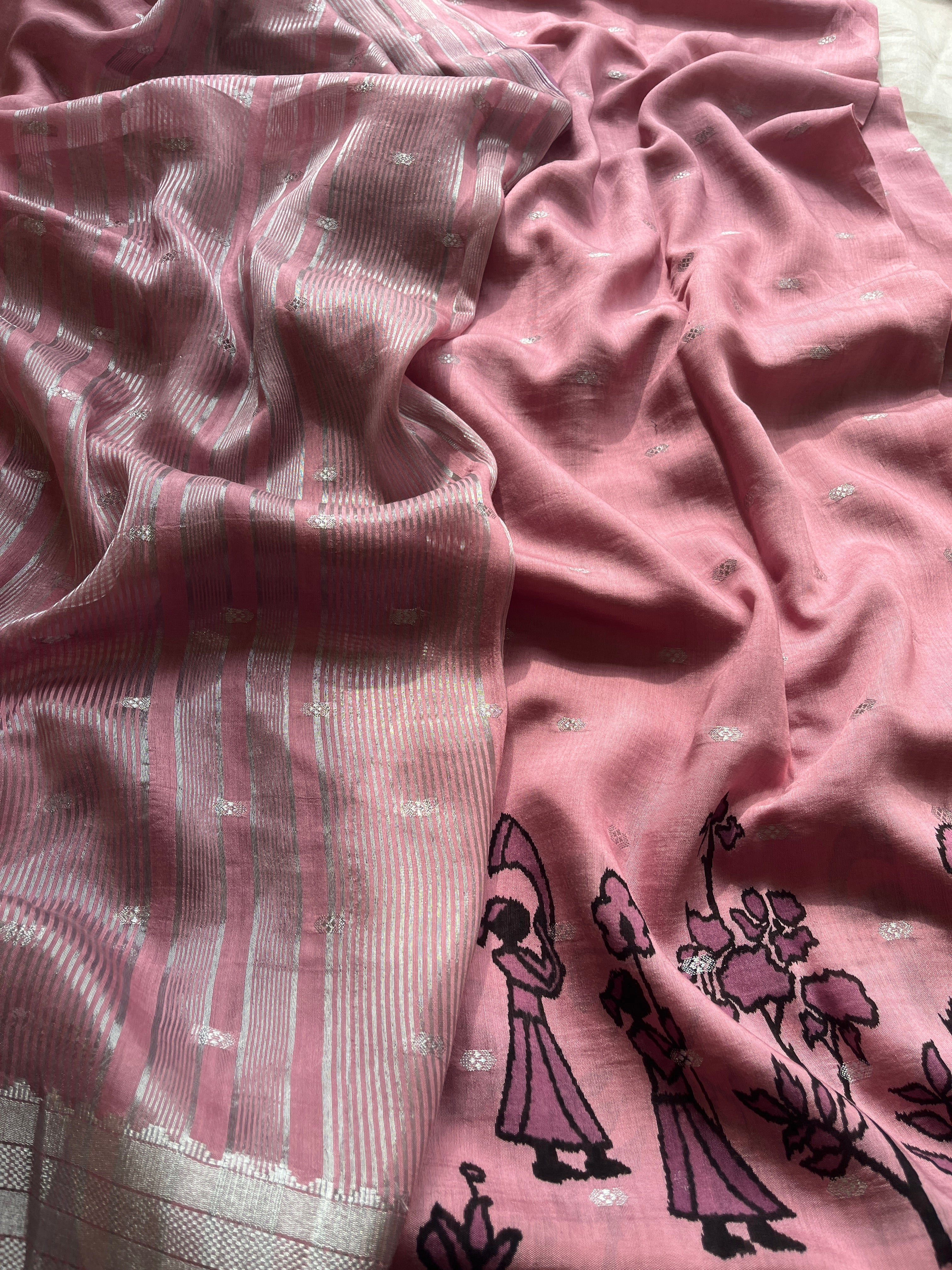 Dusty Pink Dola Silk Saree