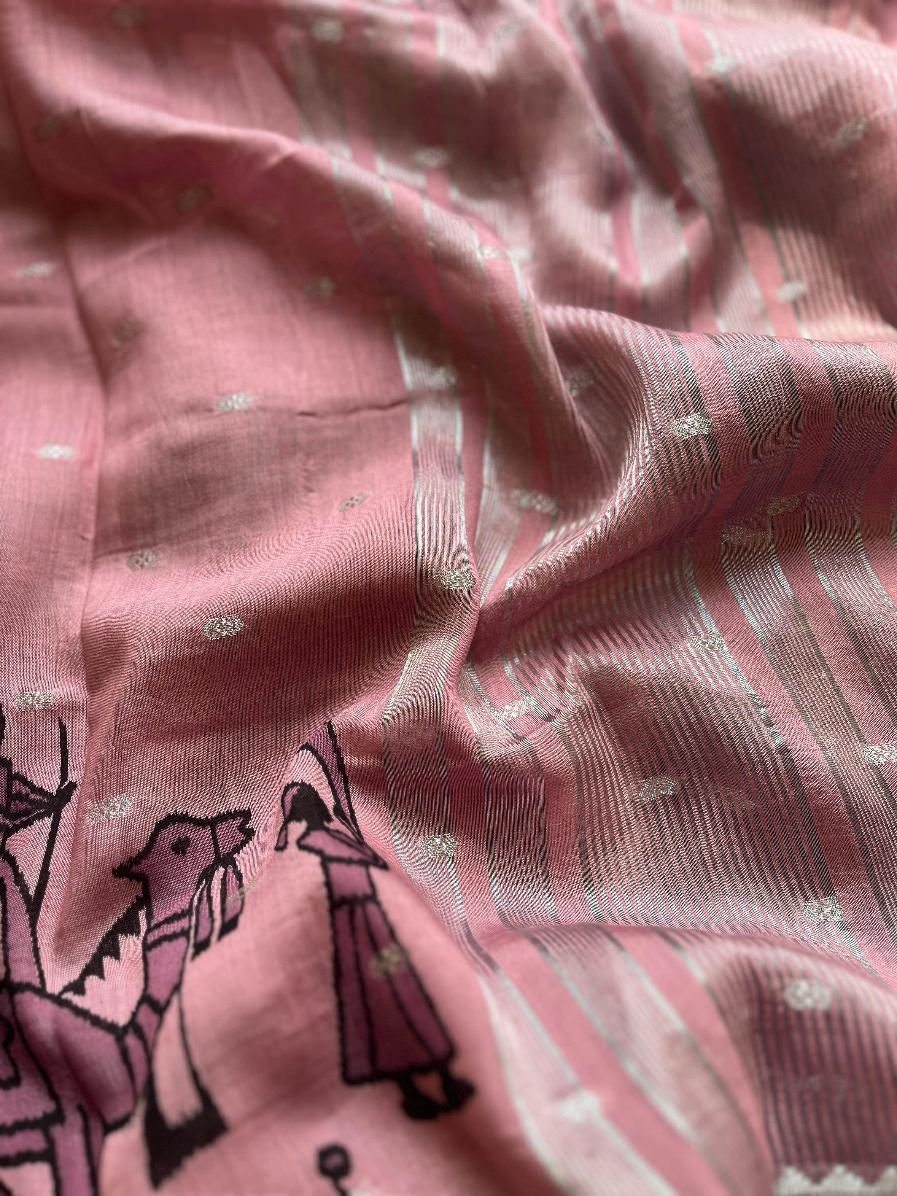 Dusty Pink Dola Silk Saree