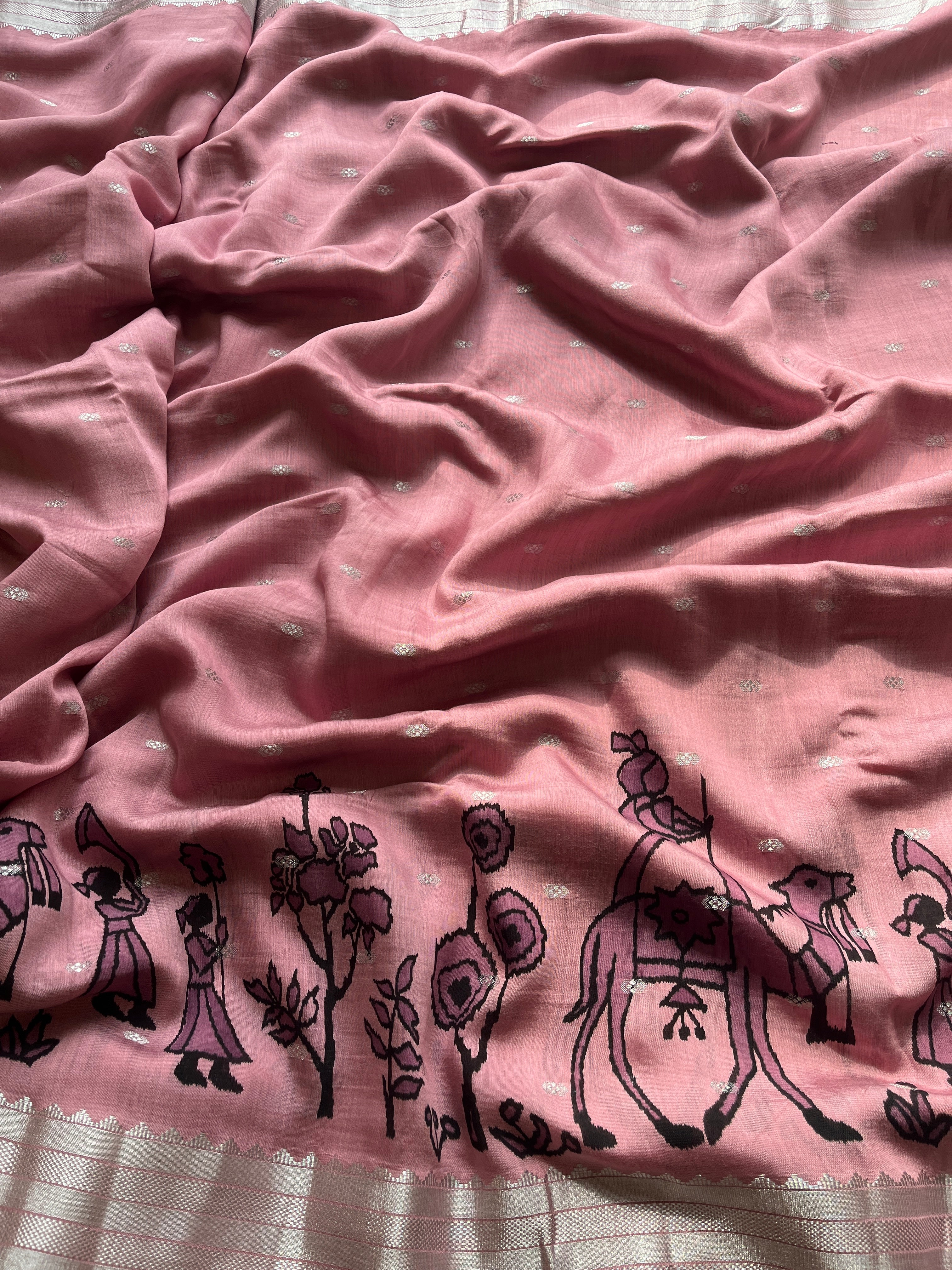 Dusty Pink Dola Silk Saree