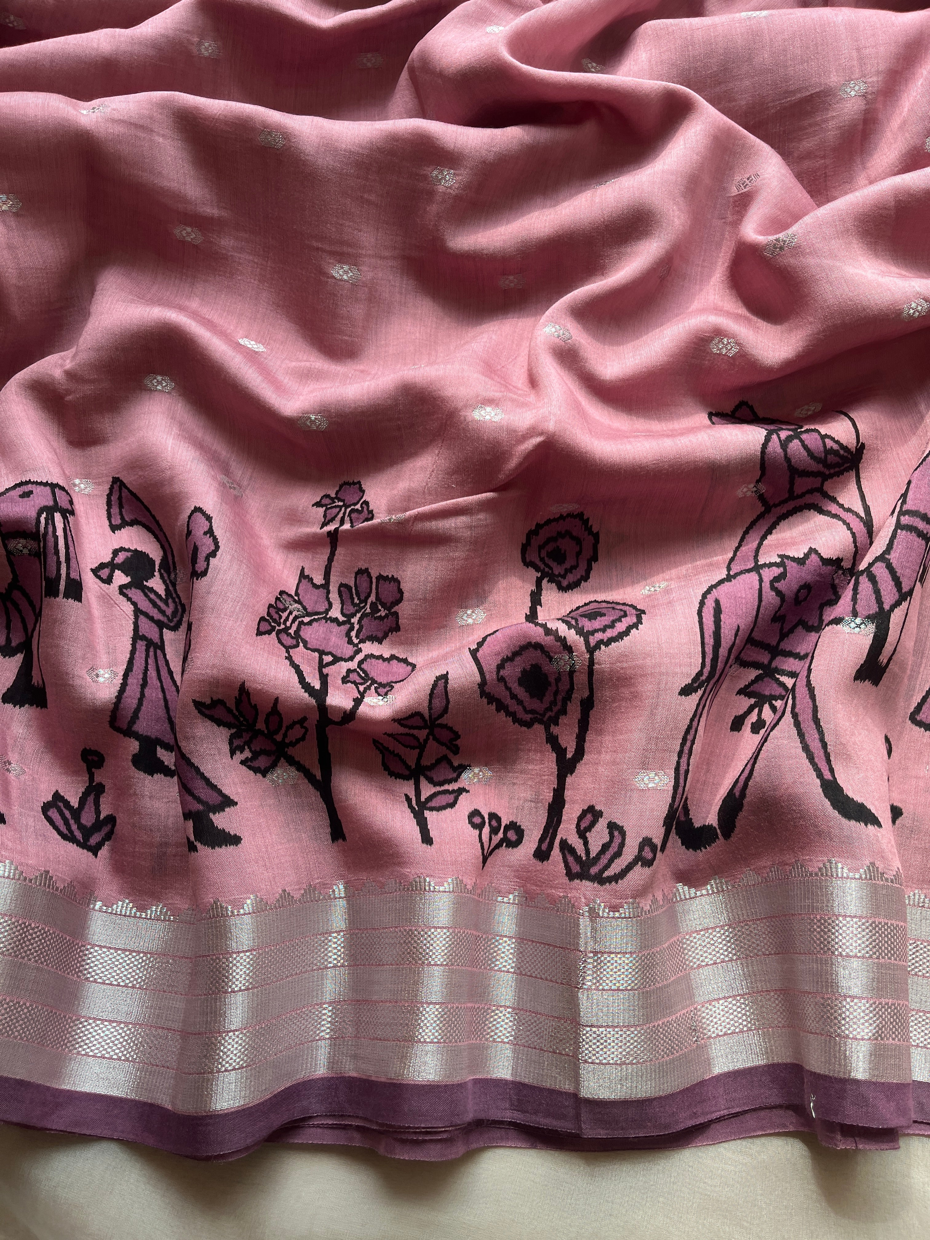 Dusty Pink Dola Silk Saree