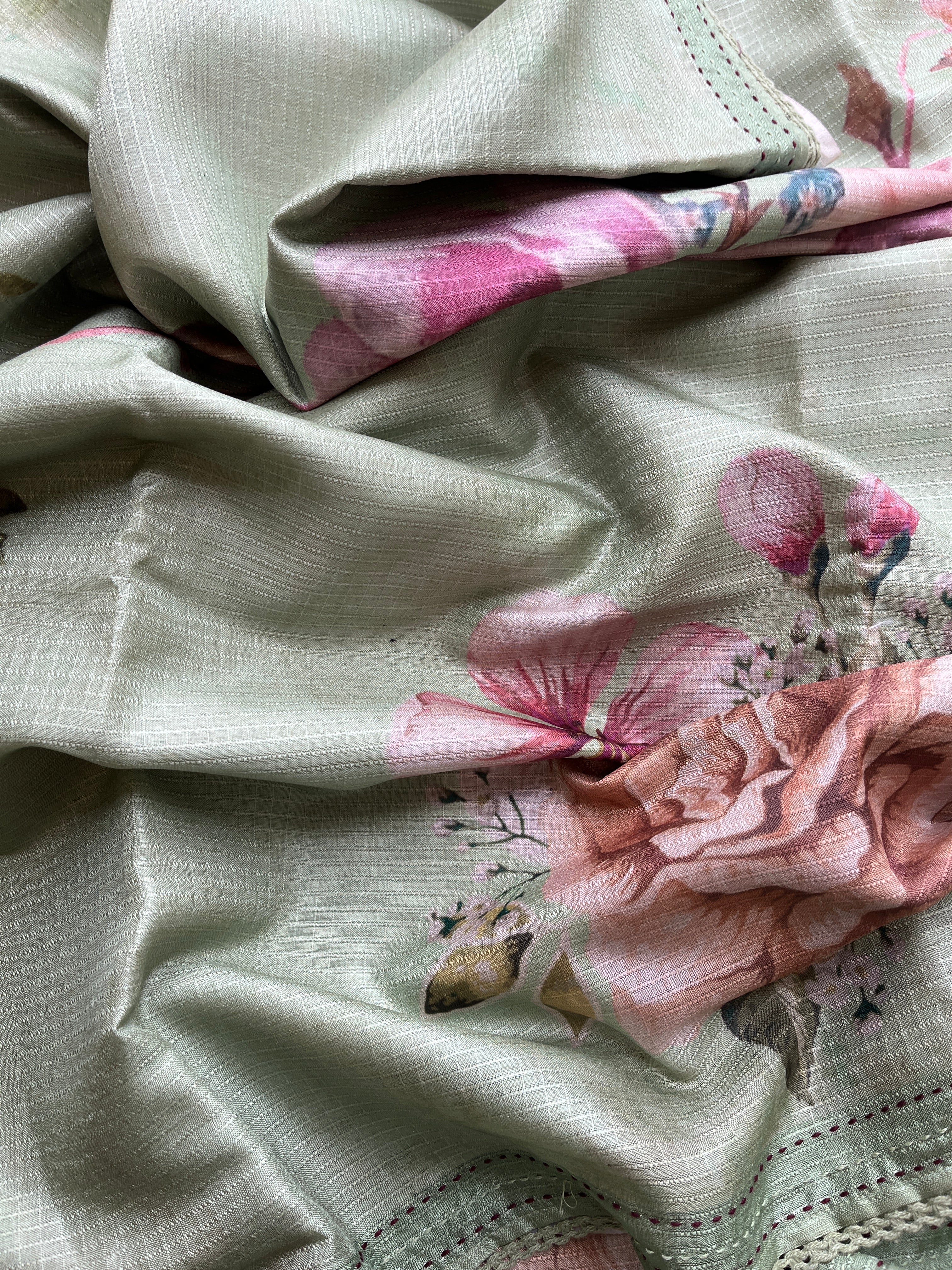 Lavender, Yellow, Rose Gold & Pastel Green Semi Tussar Sarees