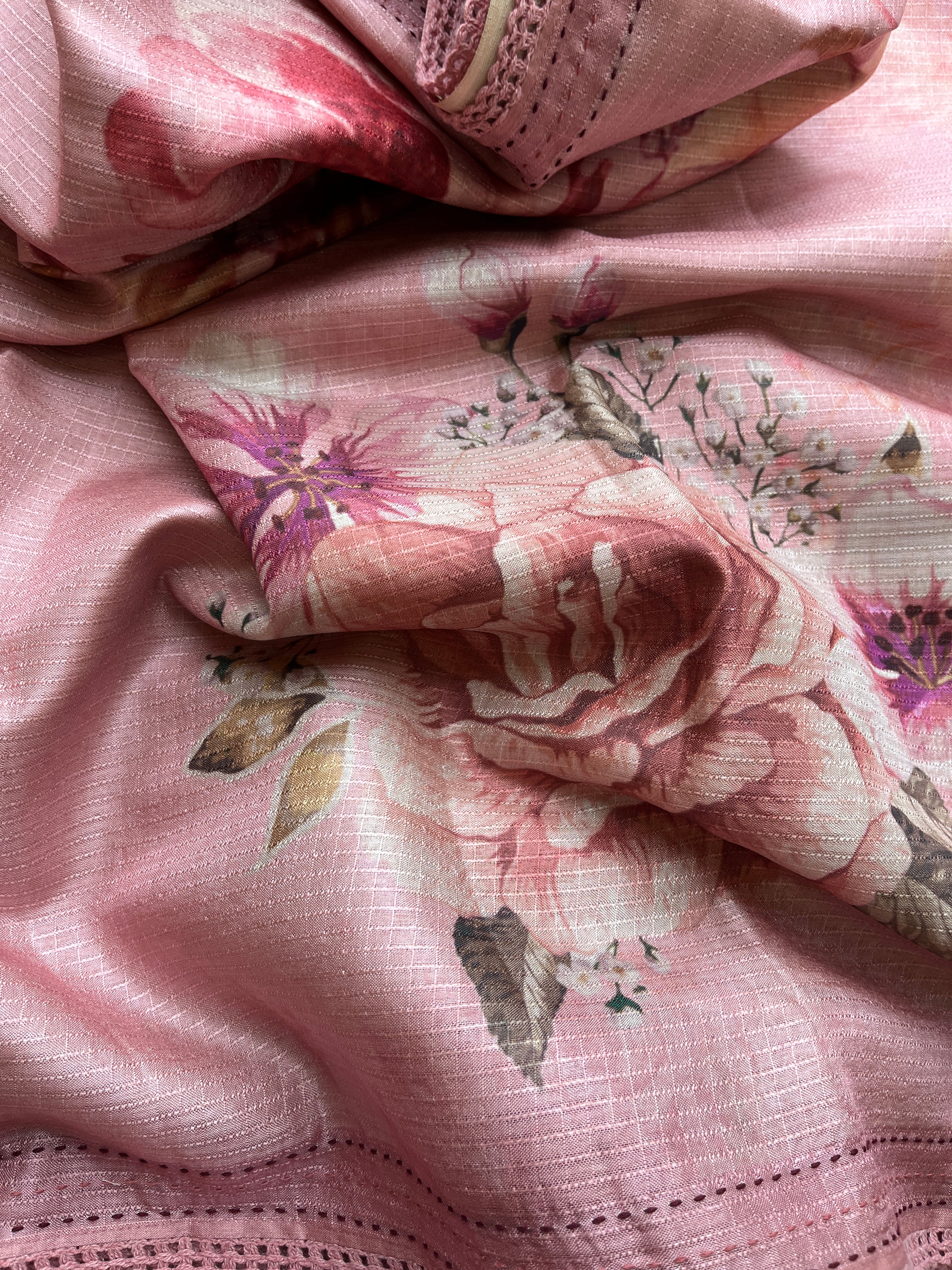 Lavender, Yellow, Rose Gold & Pastel Green Semi Tussar Sarees