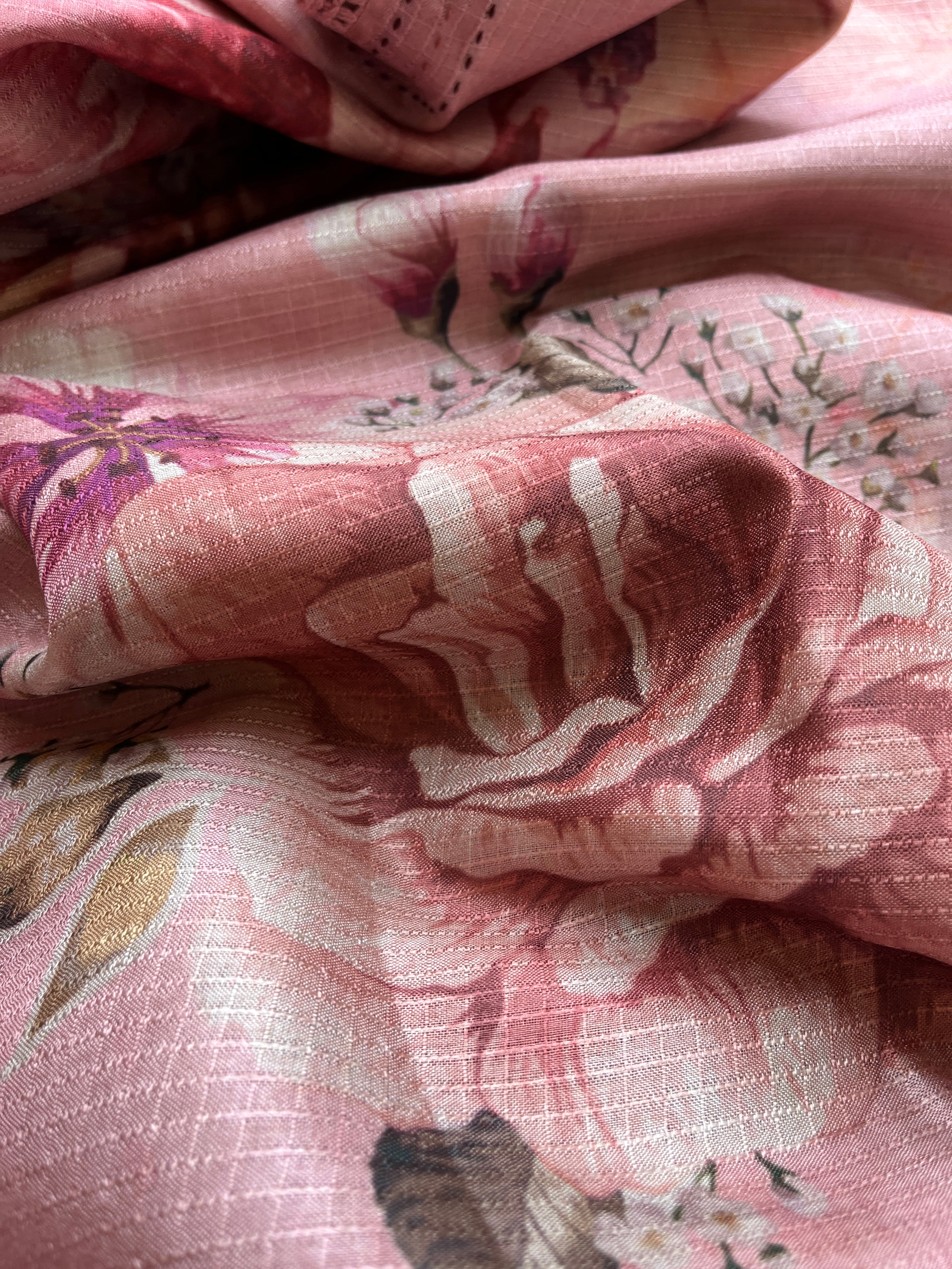 Lavender, Yellow, Rose Gold & Pastel Green Semi Tussar Sarees